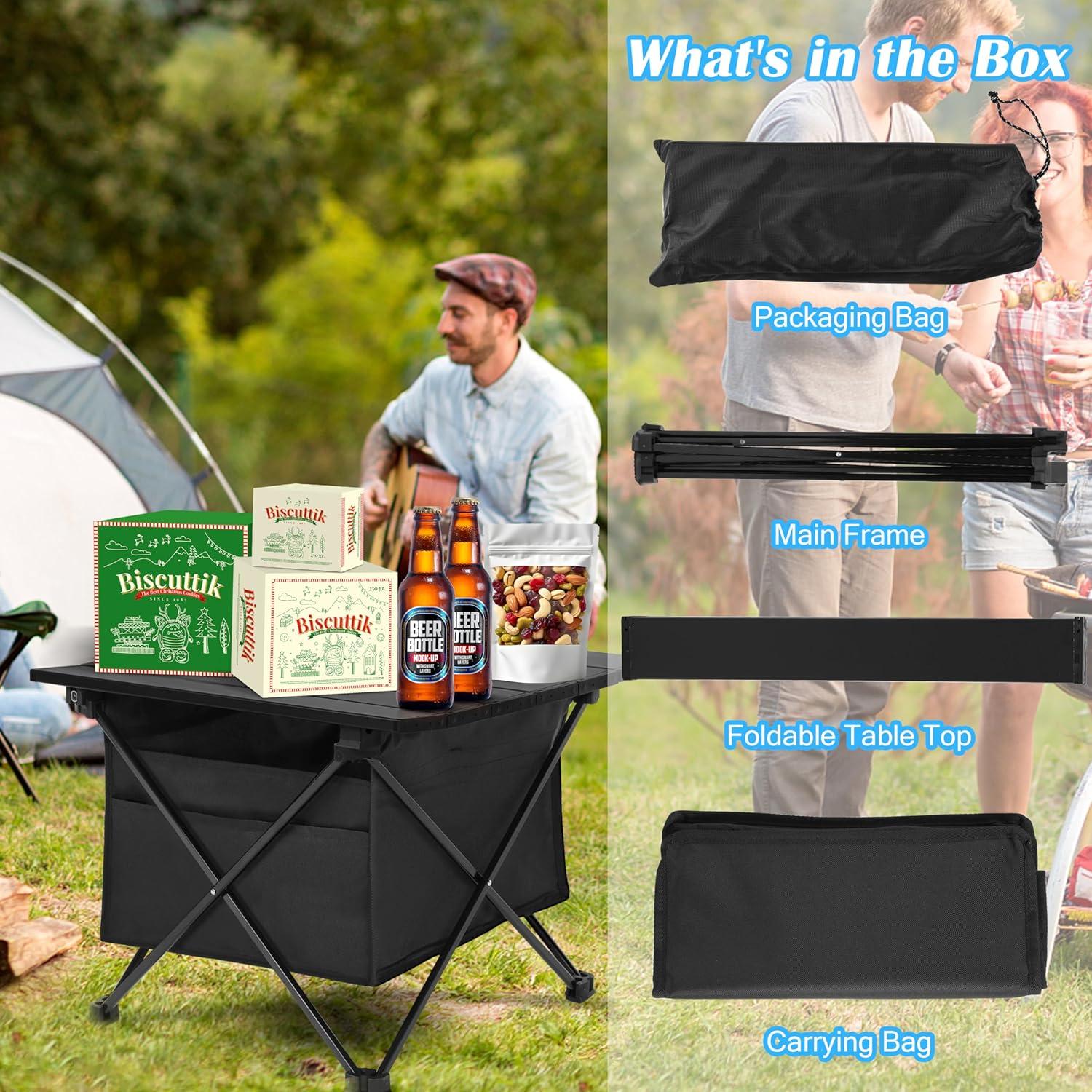 Mesa de Camping Plegable YSSOA Aluminio 40x35cm Negra