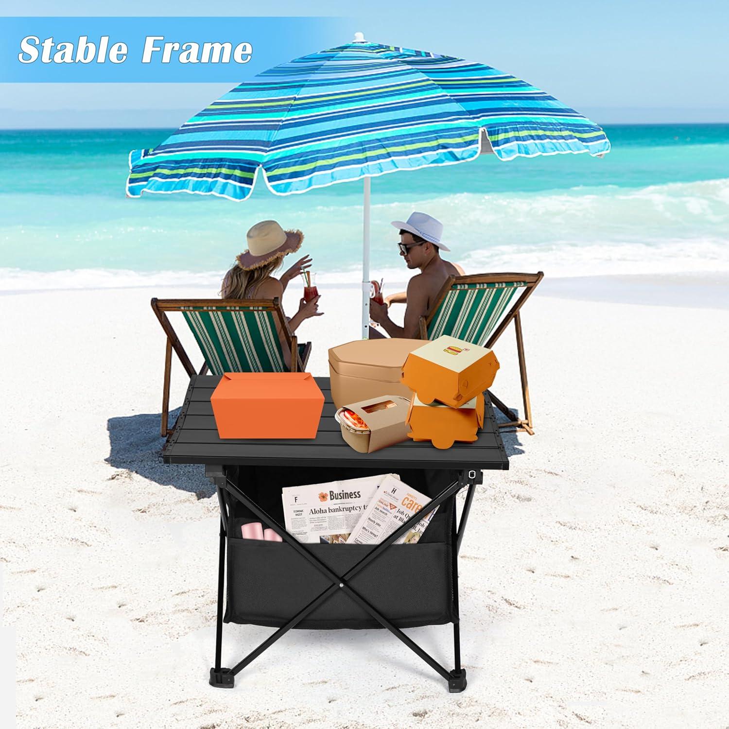 Mesa de Camping Plegable YSSOA Aluminio 40x35cm Negra