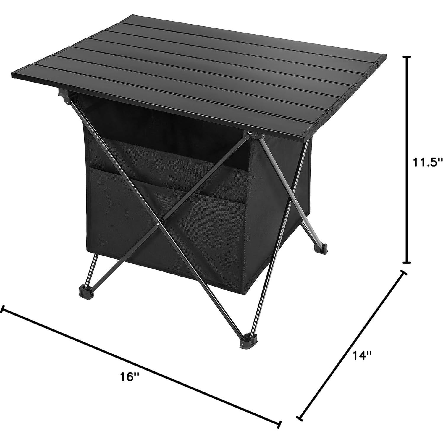 Mesa de Camping Plegable YSSOA Aluminio 40x35cm Negra