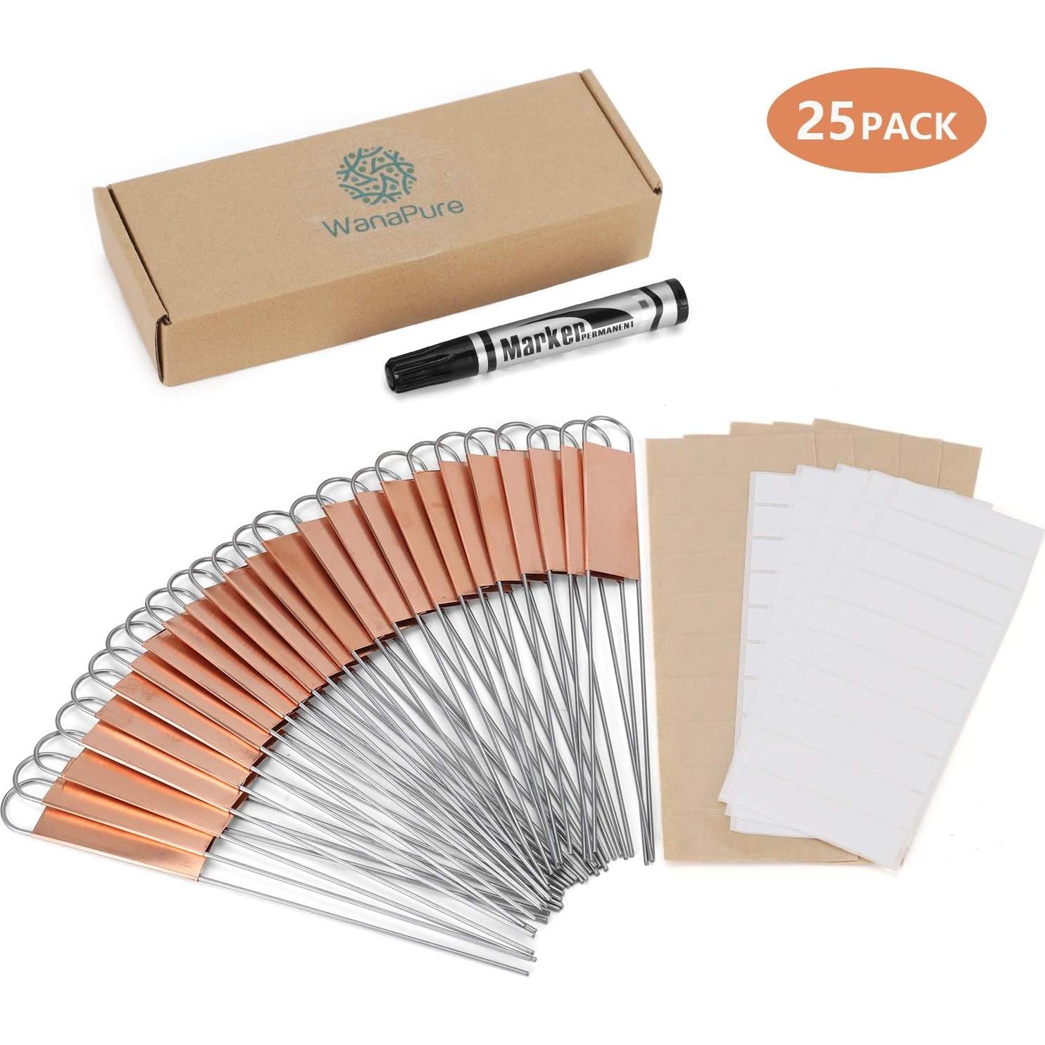 25 Etiquetas de Cobre para Plantas Wanapure 20.32 cm Reutilizables