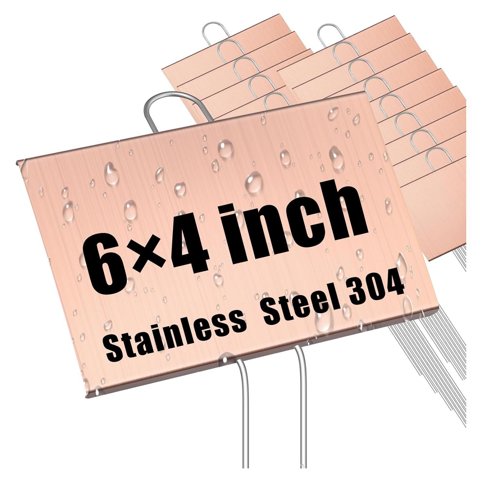 12 Etiquetas de Jardín de Metal Landhoow 10x15 cm Oro Rosa