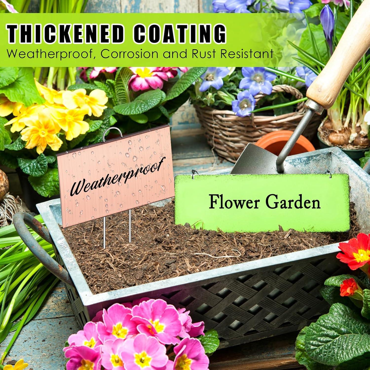 12 Etiquetas de Jardín de Metal Landhoow 10x15 cm Oro Rosa