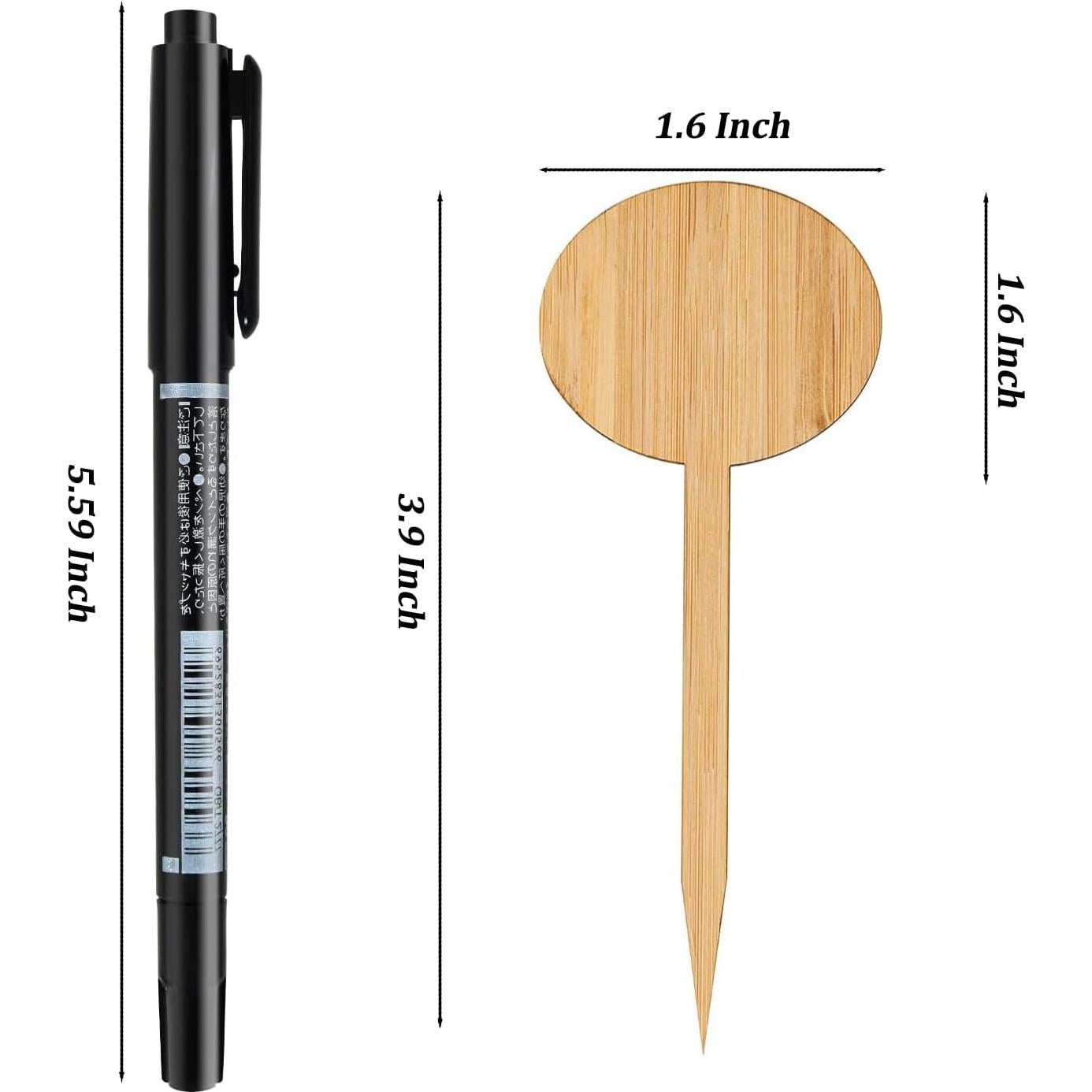 Etiquetas Redondas de Bambú OBTANIM 75 Piezas para Jardín