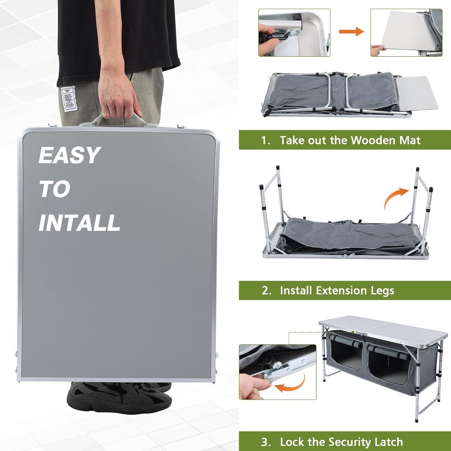 Mesa de Camping Plegable JOUYEK JO-FCT-XH Gris 120x48cm