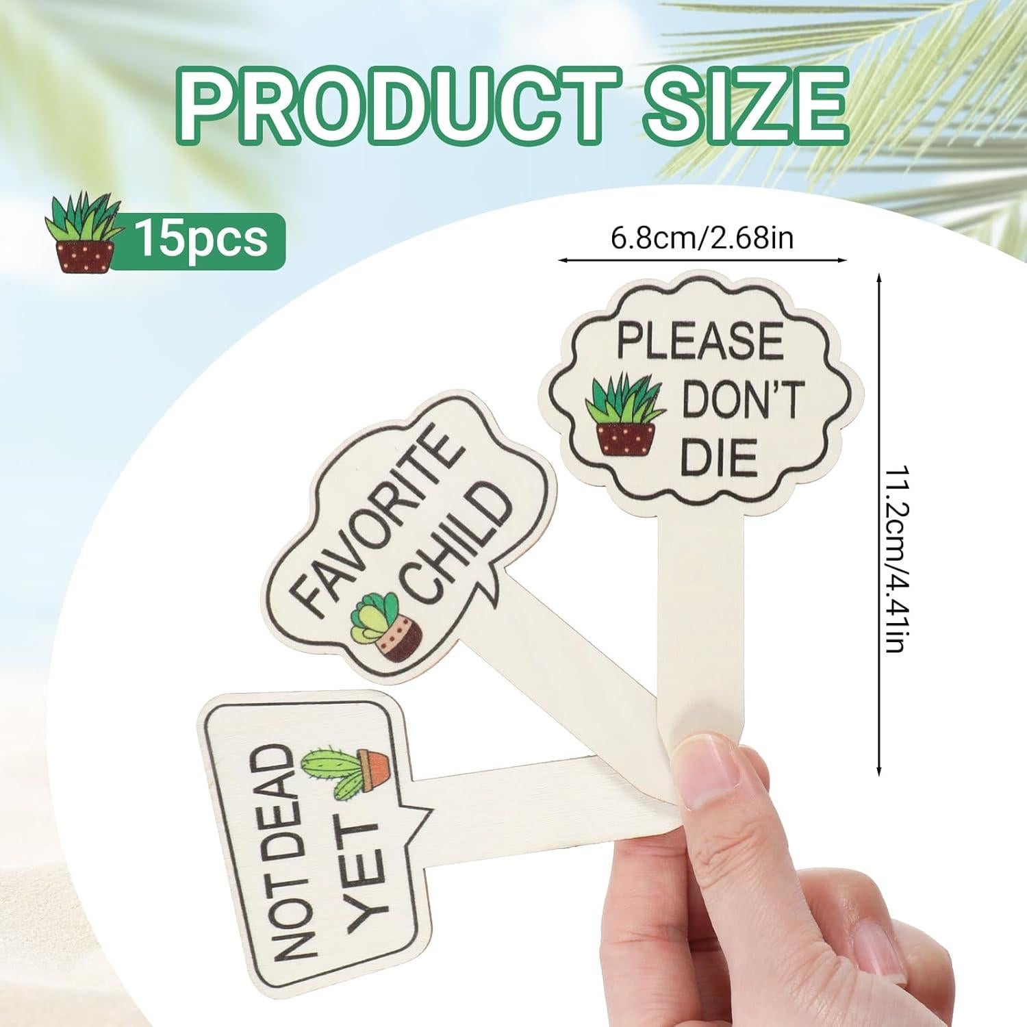 15 Etiquetas de Madera para Plantas Trinkrittey - Jardín Divertido