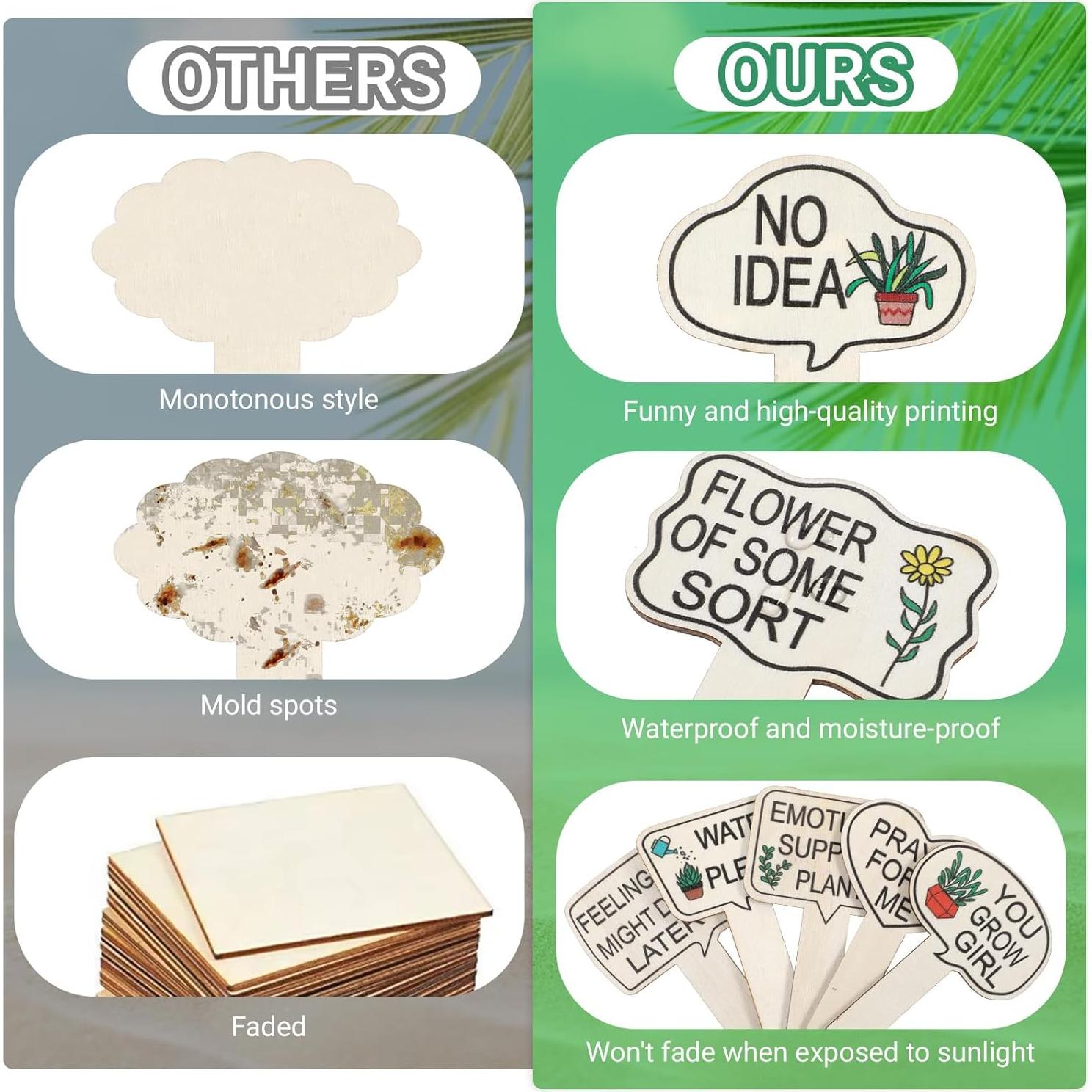 15 Etiquetas de Madera para Plantas Trinkrittey - Jardín Divertido