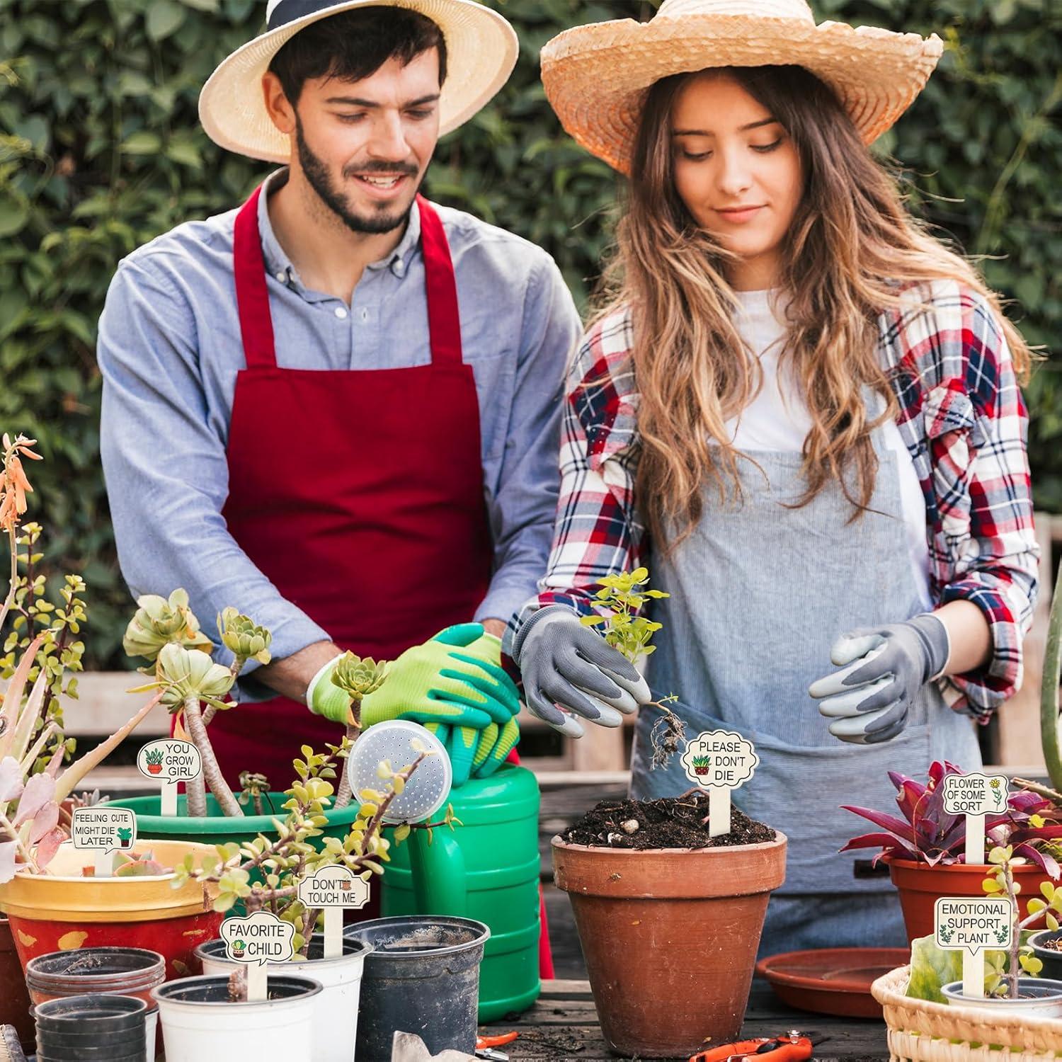 15 Etiquetas de Madera para Plantas Trinkrittey - Jardín Divertido