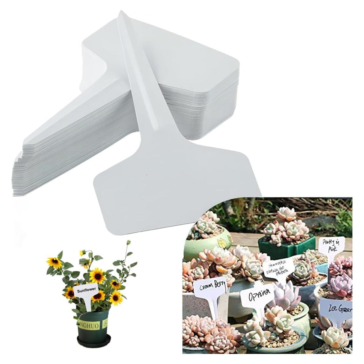 Etiquetas de Plantas Tipo T Delphinus 200 Pcs 10x6 cm Blancas