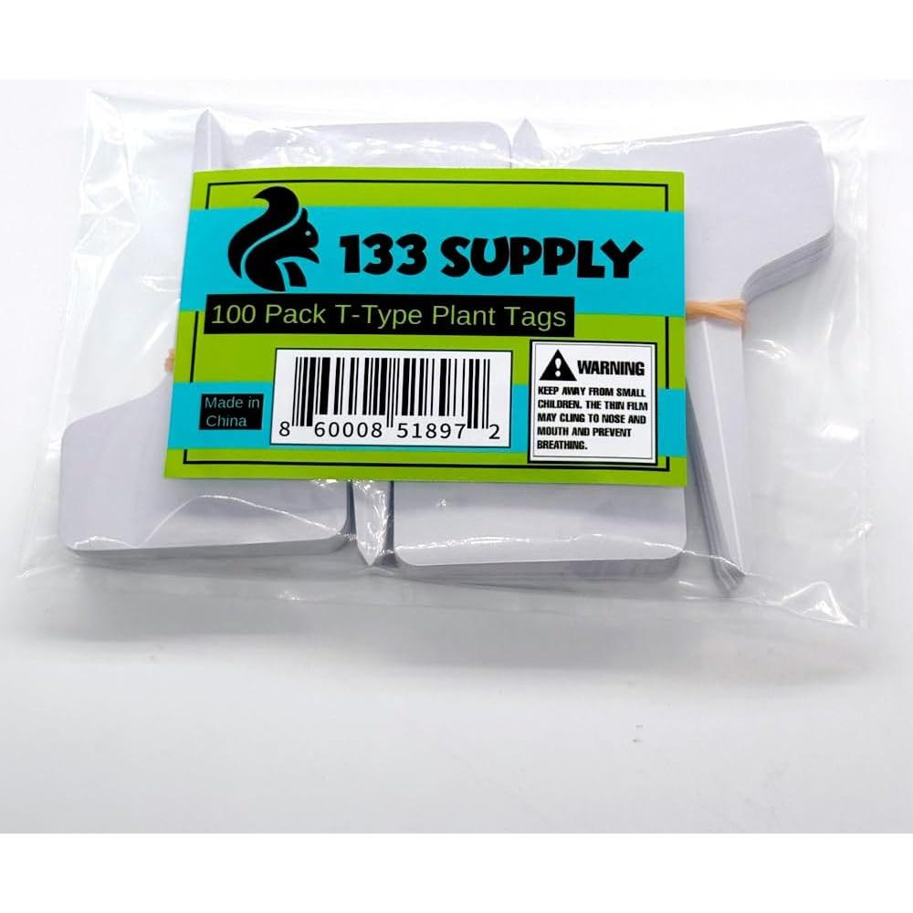 100 Etiquetas de Plástico Tipo T 133 SUPPLY - Jardín Interior/Exterior