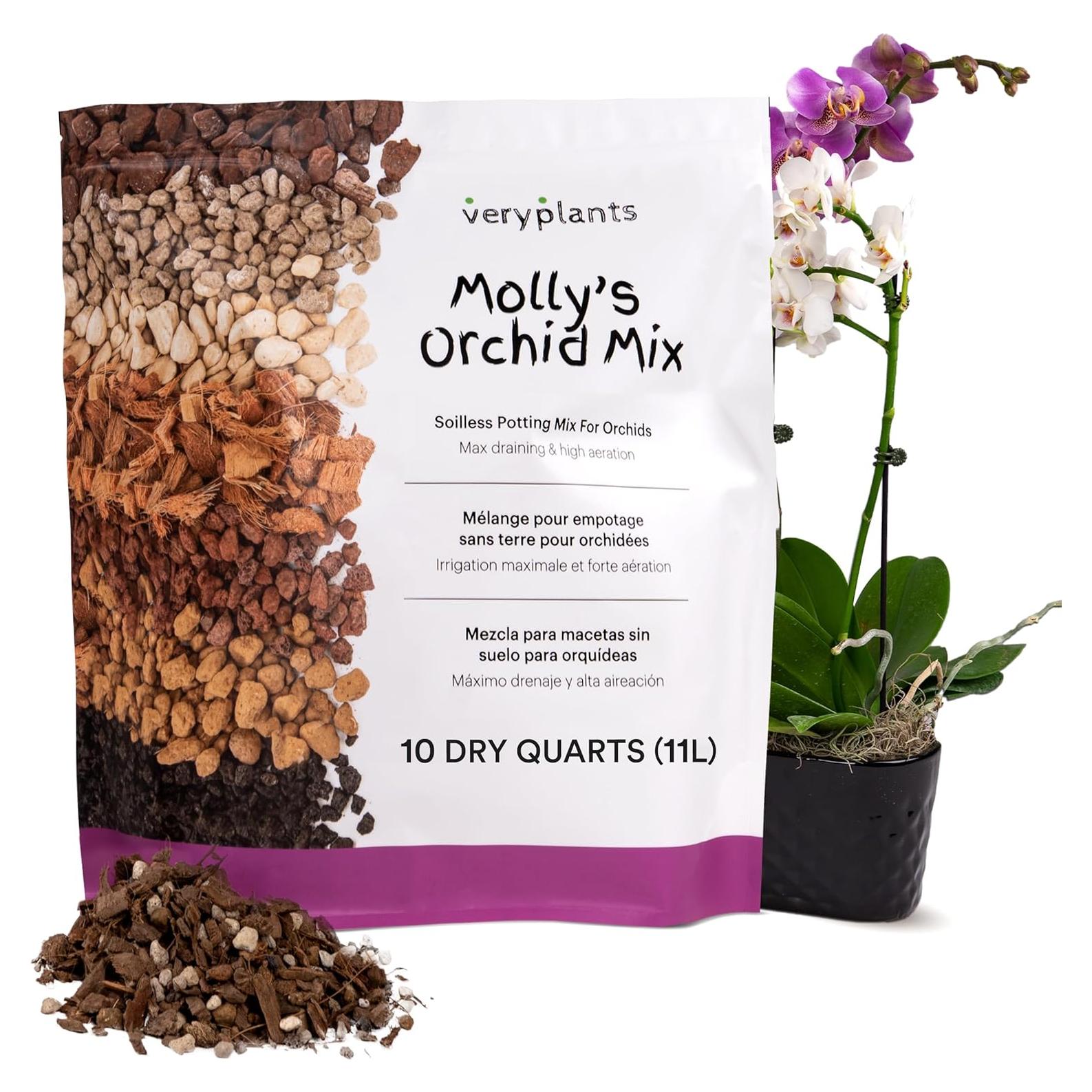 Mezcla para Macetas de Orquídeas Molly 10 Cuartos Sin Suelo
