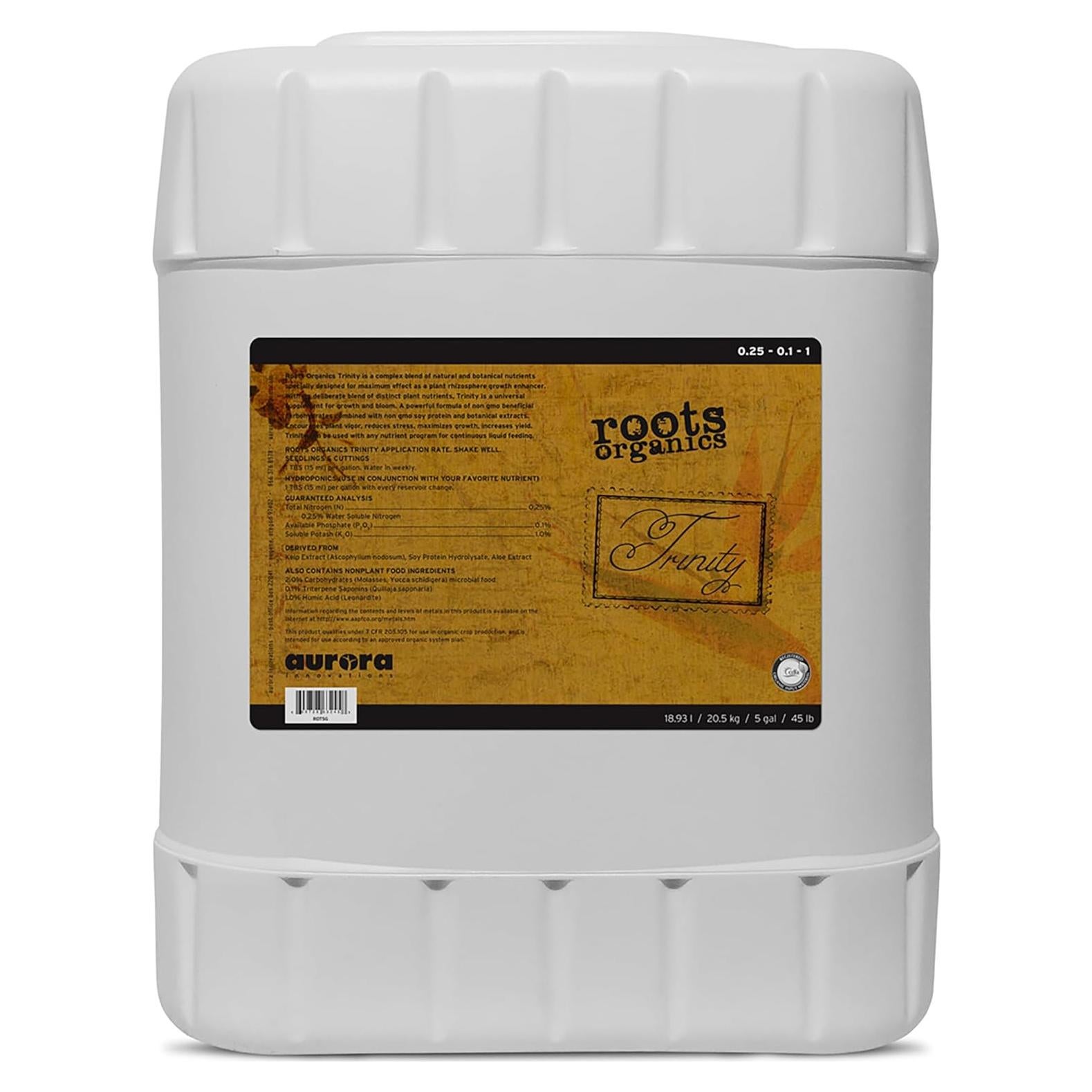 Suplemento Líquido de Nutrientes Roots Organics Trinity 18.93L