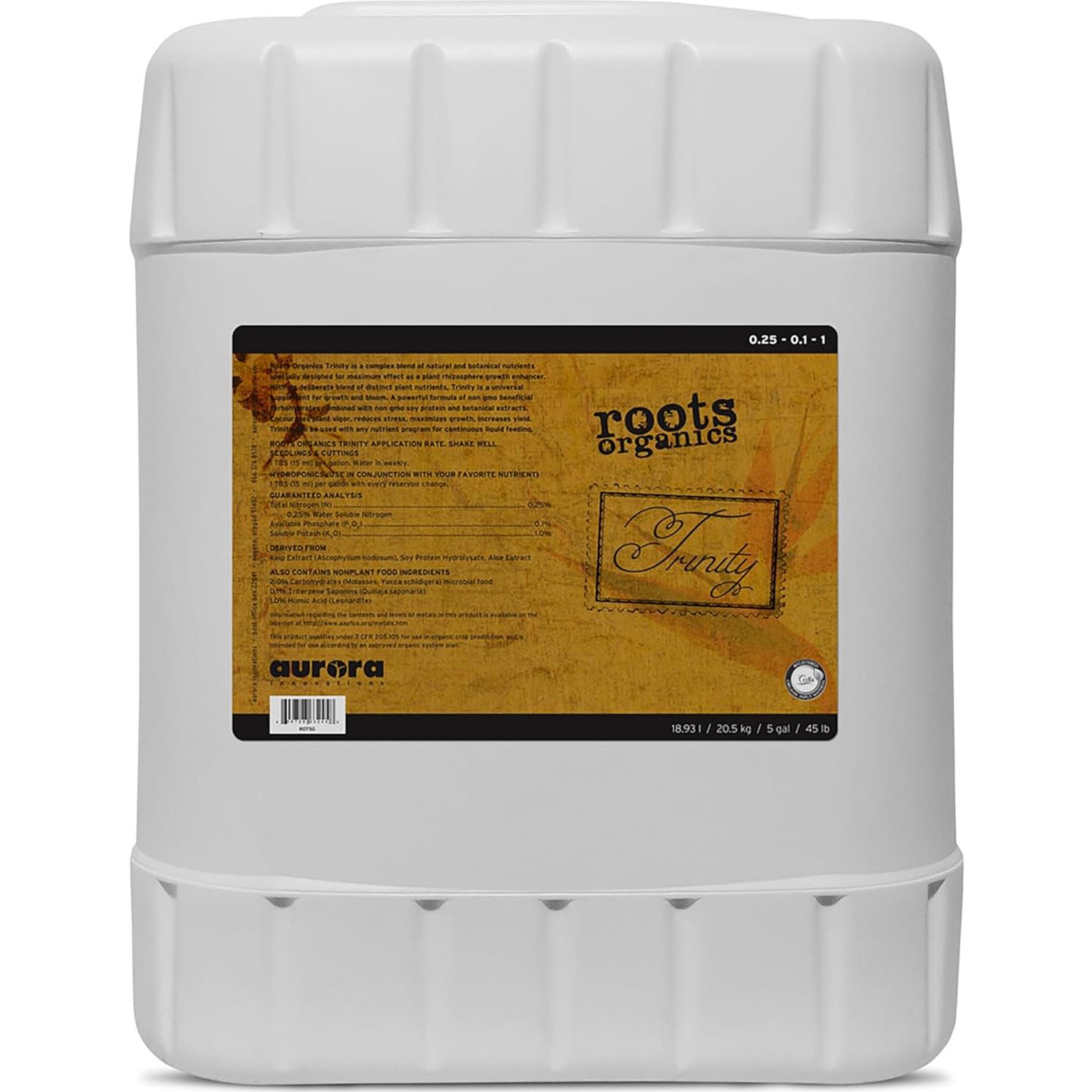 Suplemento Líquido de Nutrientes Roots Organics Trinity 18.93L