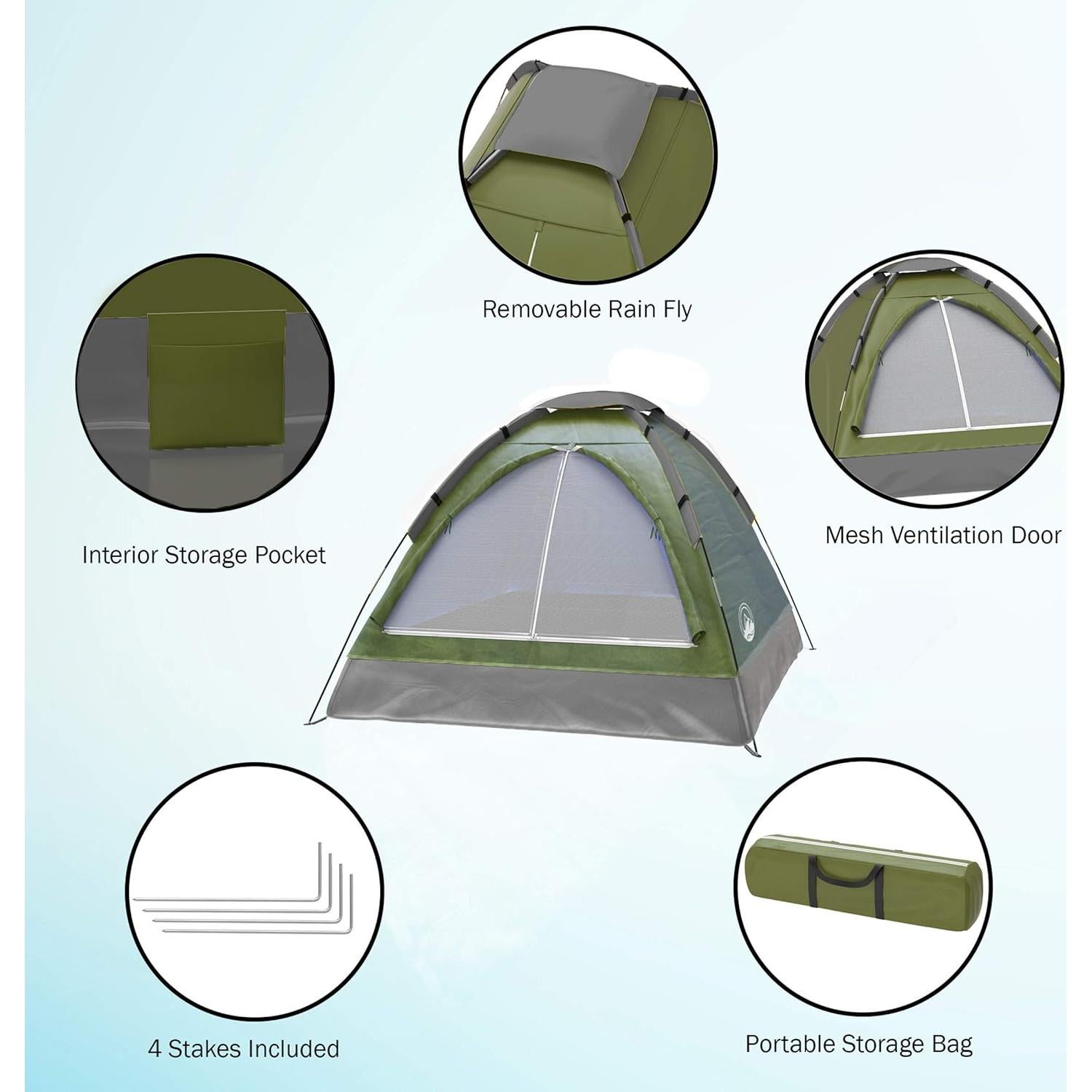 Carpa Domo para 2 Personas Wakeman - Ligera y Resistente al Agua
