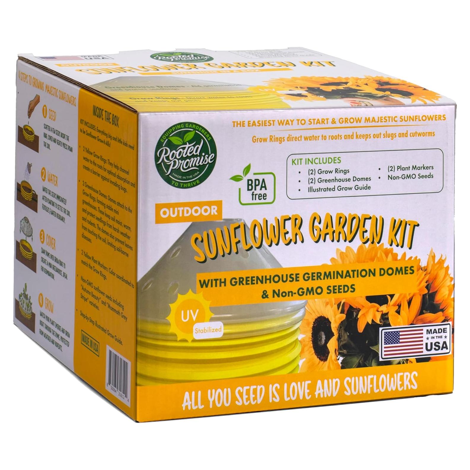 Kit de Jardín de Girasoles Rooted Promise - Cultiva 2.13 a 3.66 m