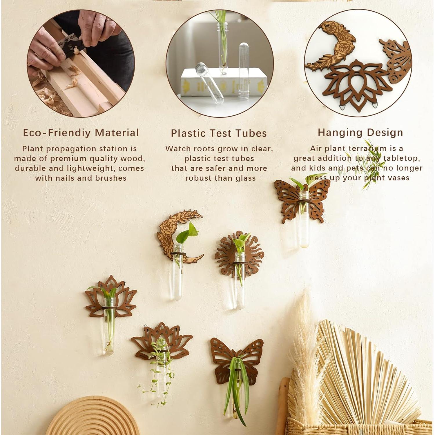 Estación de Propagación de Plantas Artilady - Terrario Colgante de Madera