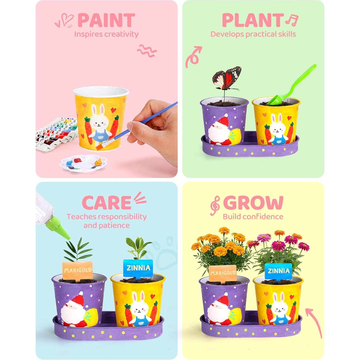 Conjunto de Jardinería para Niños YAUNGEL con 4 Macetas