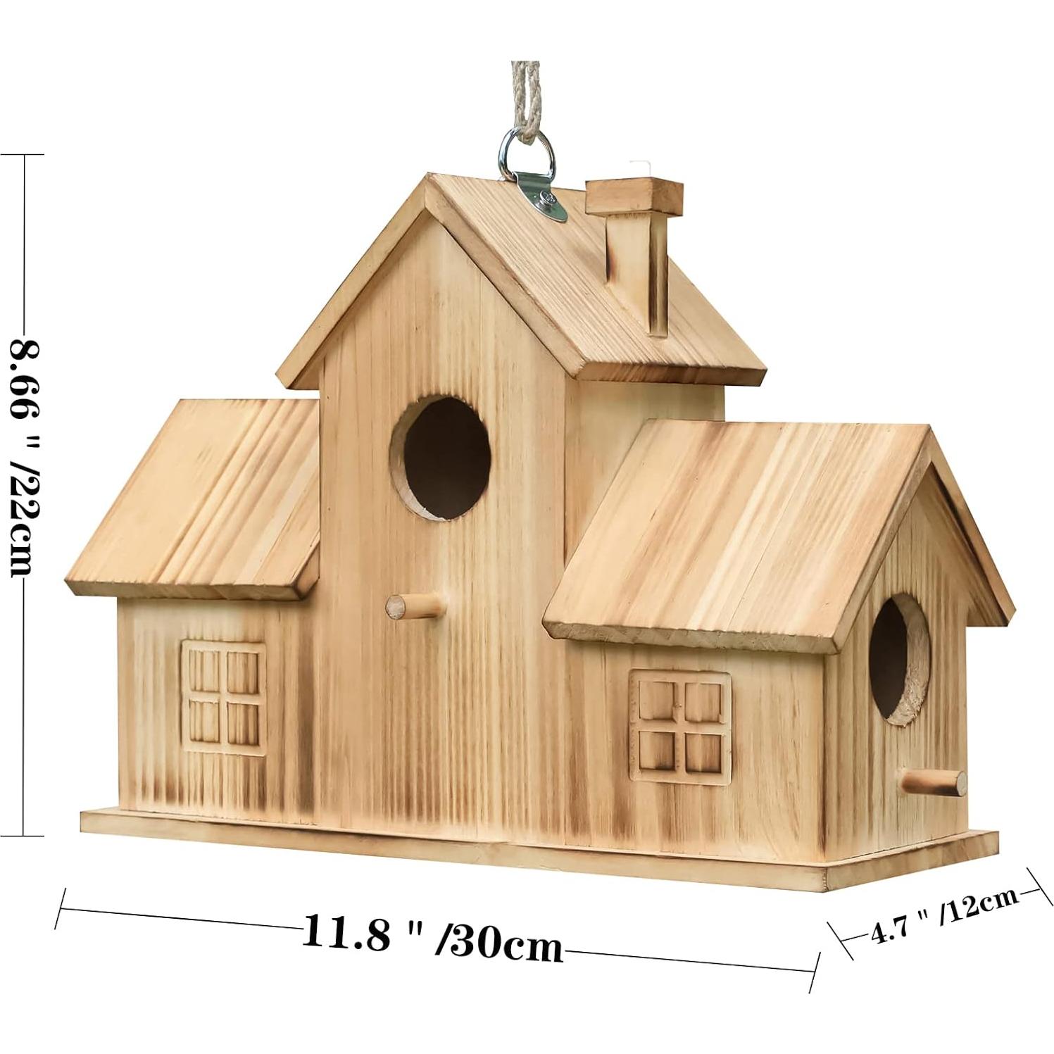Casa de Aves Colgante de Madera STARSWR para Jardín 3 Entradas