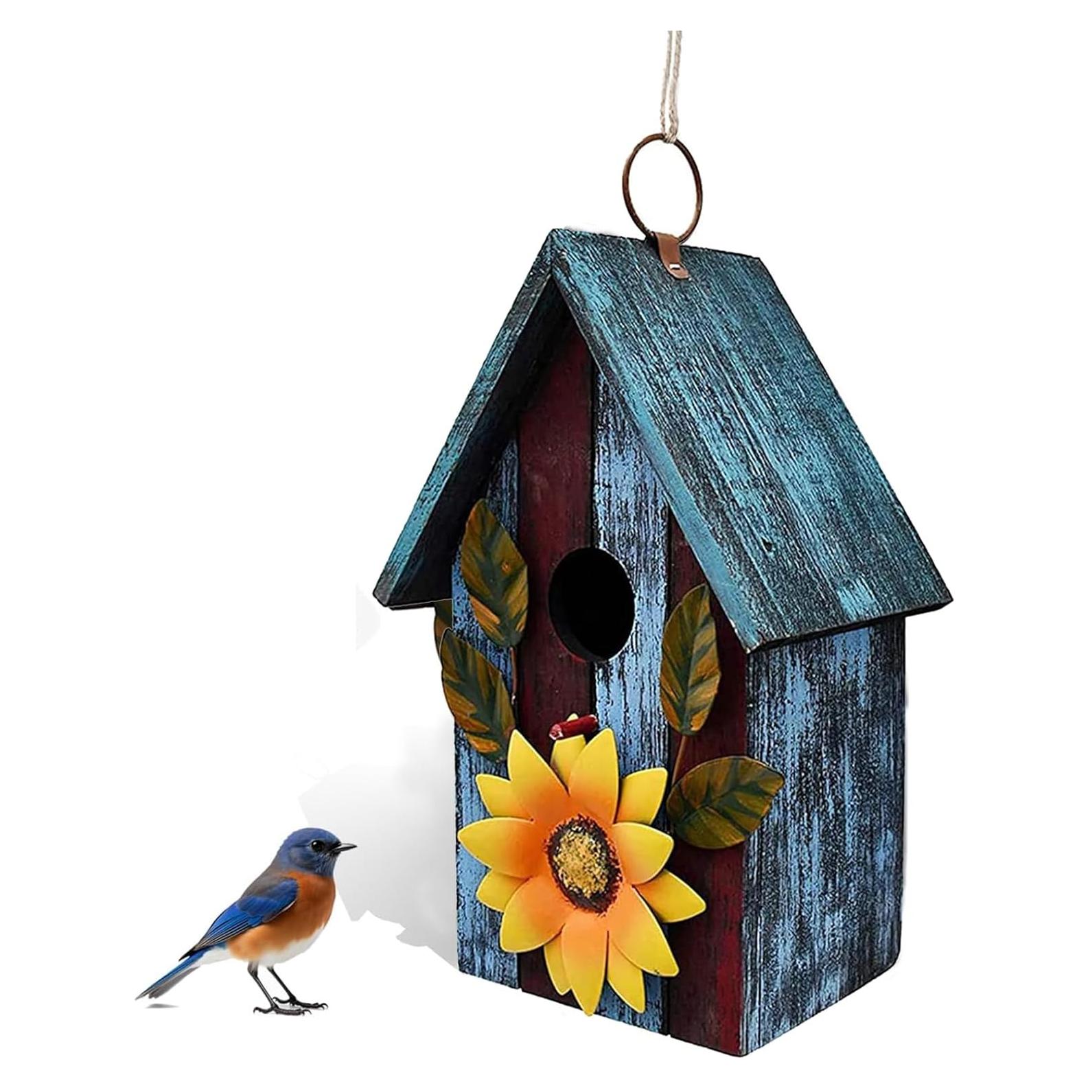 Casa de pájaros de madera K KILIPES 16.19x10.80x23.75cm azul