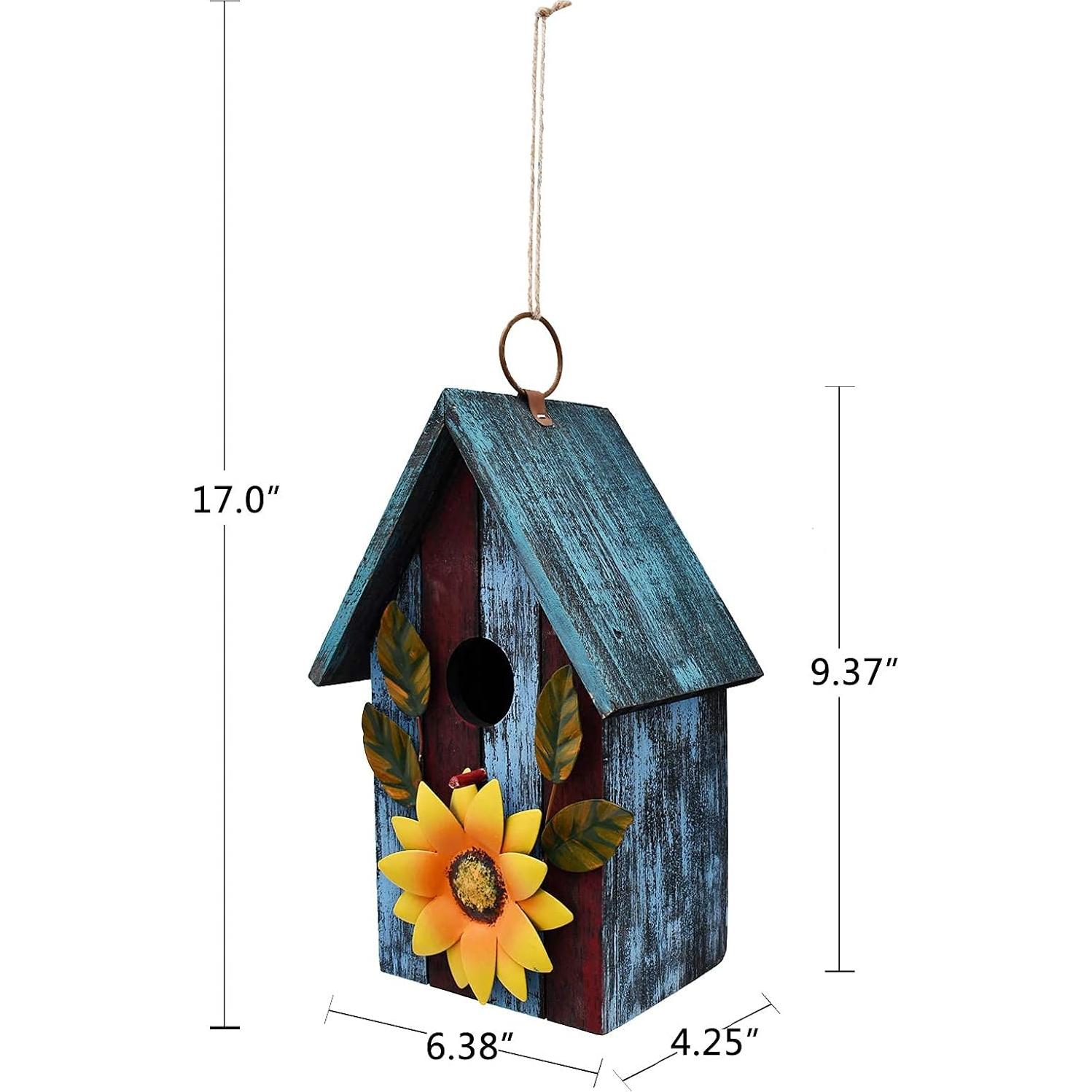 Casa de pájaros de madera K KILIPES 16.19x10.80x23.75cm azul