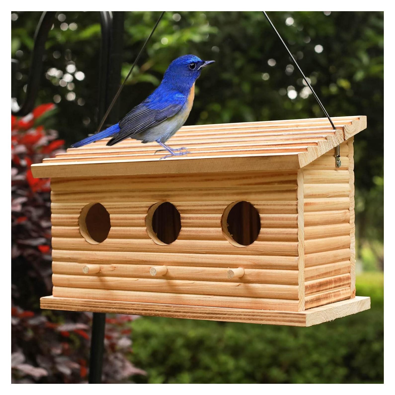 Casa para Aves Colgante STARSWR de Madera para 3 Familias