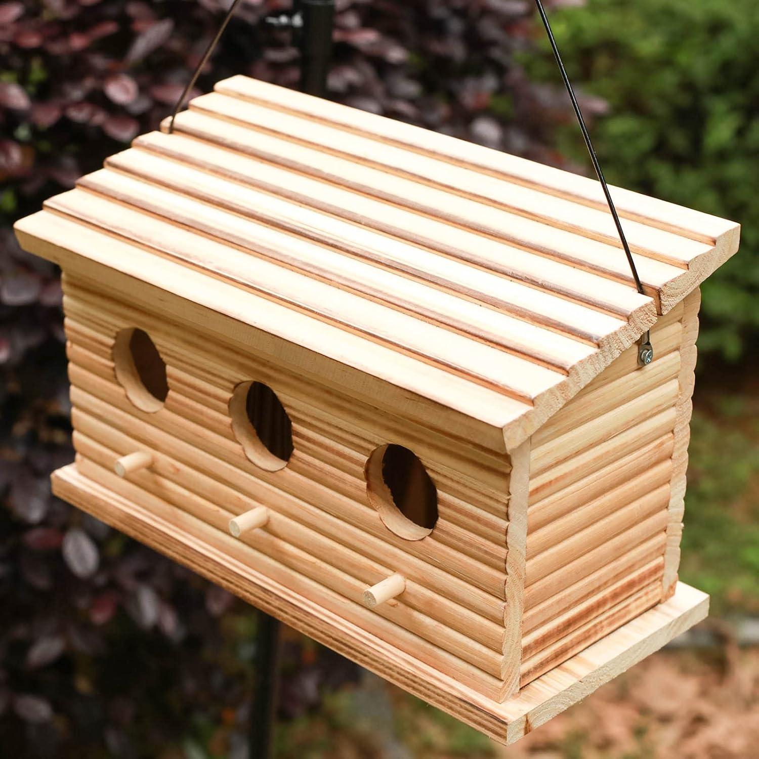 Casa para Aves Colgante STARSWR de Madera para 3 Familias