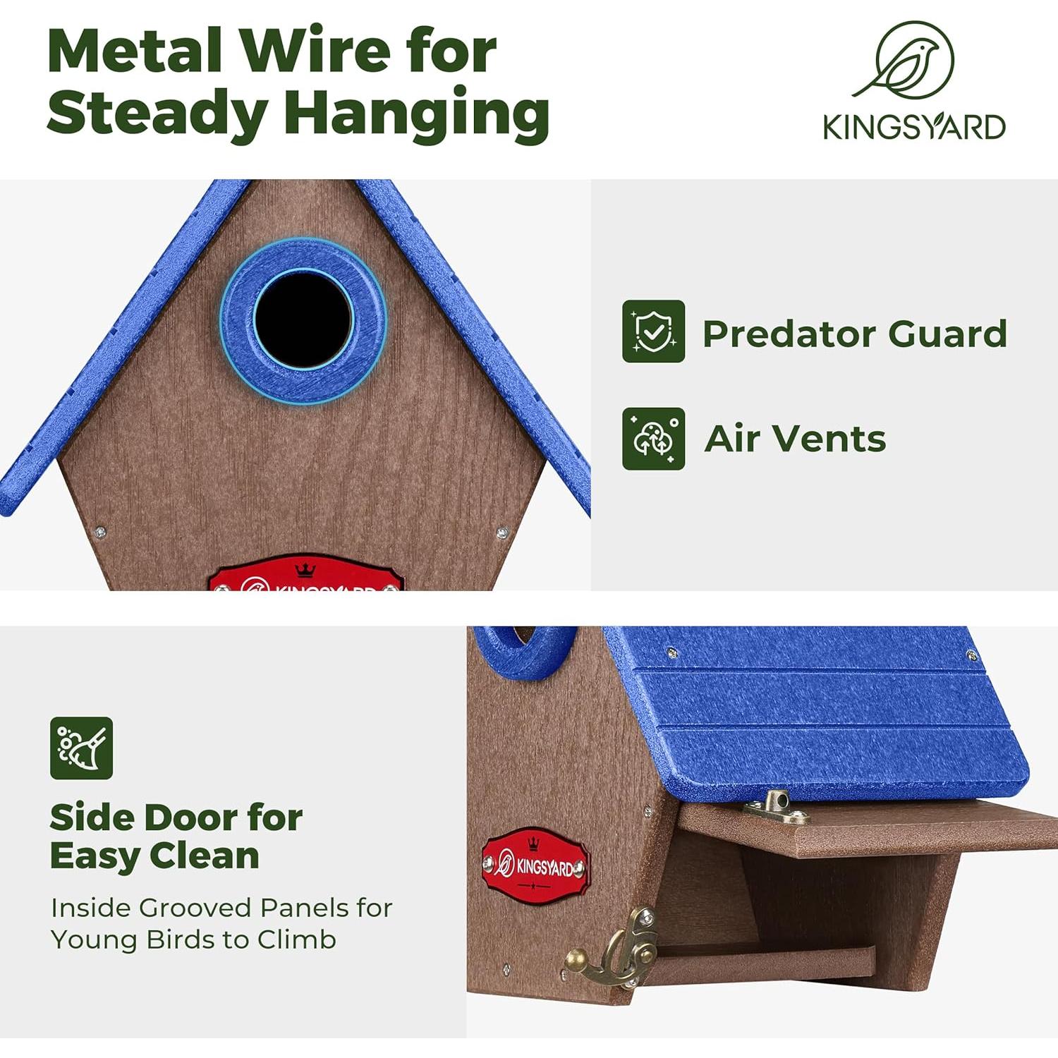 Casa de Aves de Plástico Reciclado Kingsyard Azul 19x13x21cm