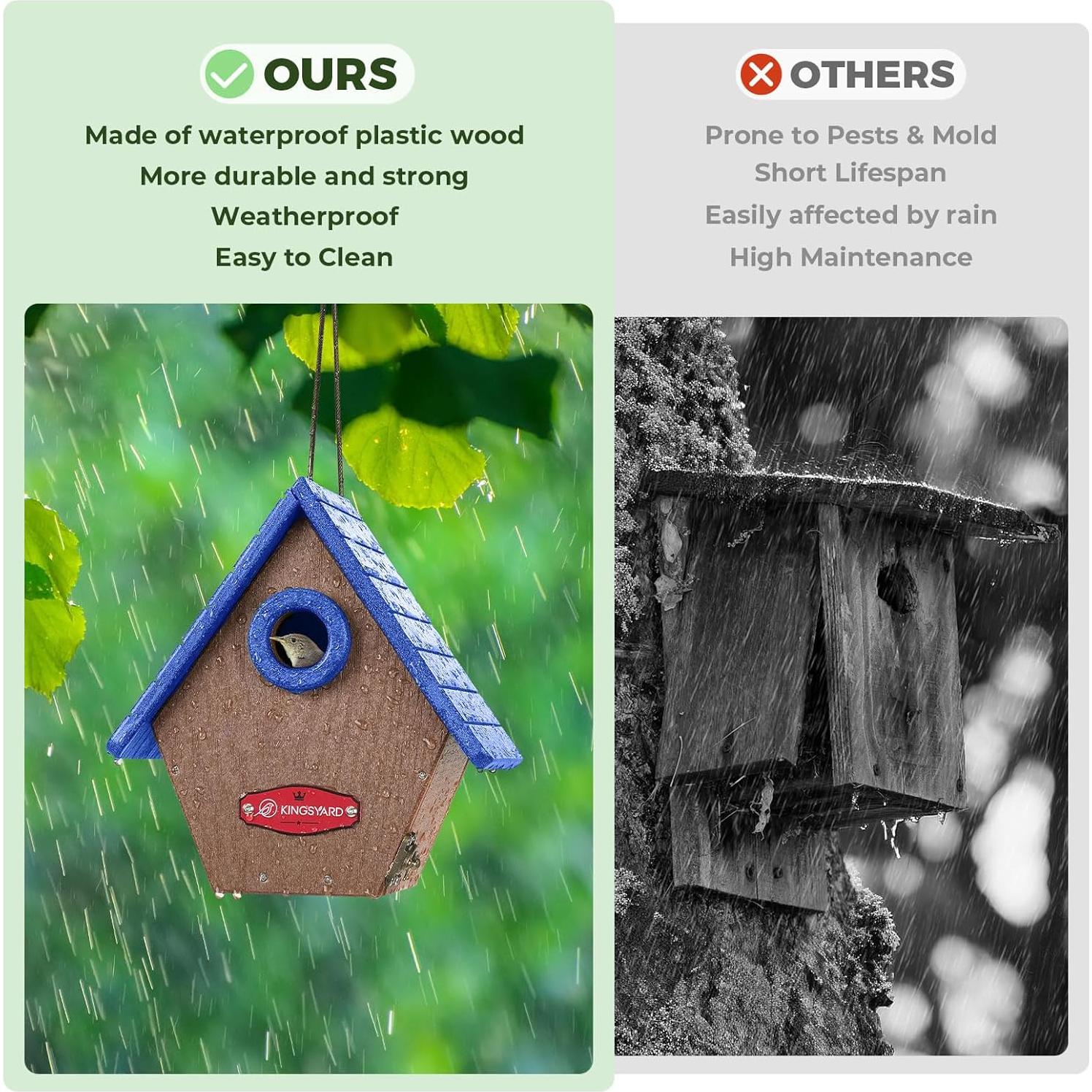 Casa de Aves de Plástico Reciclado Kingsyard Azul 19x13x21cm