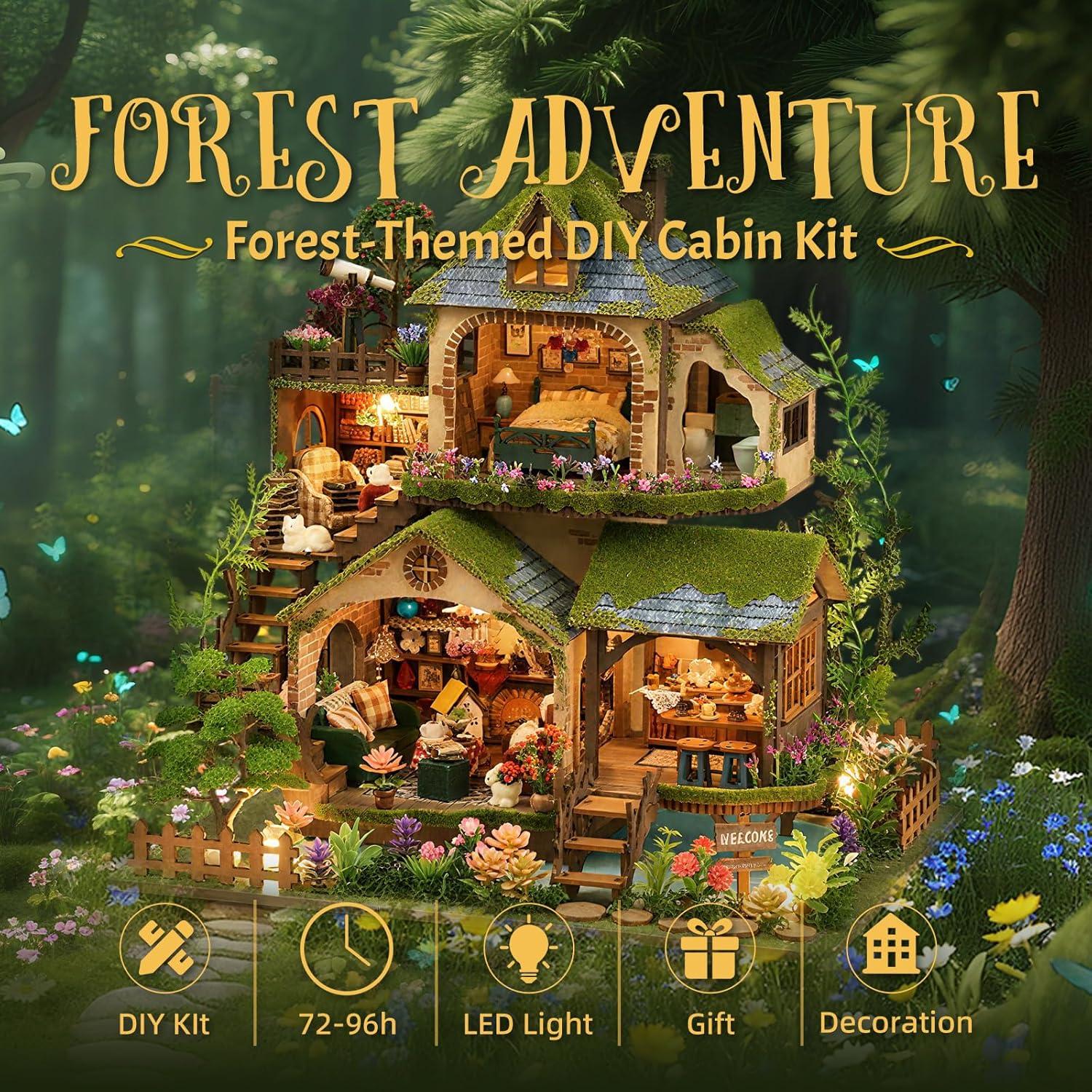 Kit Casa Miniatura DIY Aventura en el Bosque con Luces LED