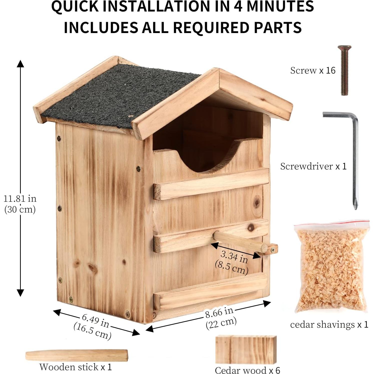 Caja de Madera para Búhos y Cernícalos YYYUAN - Grande 22x16.5x30cm