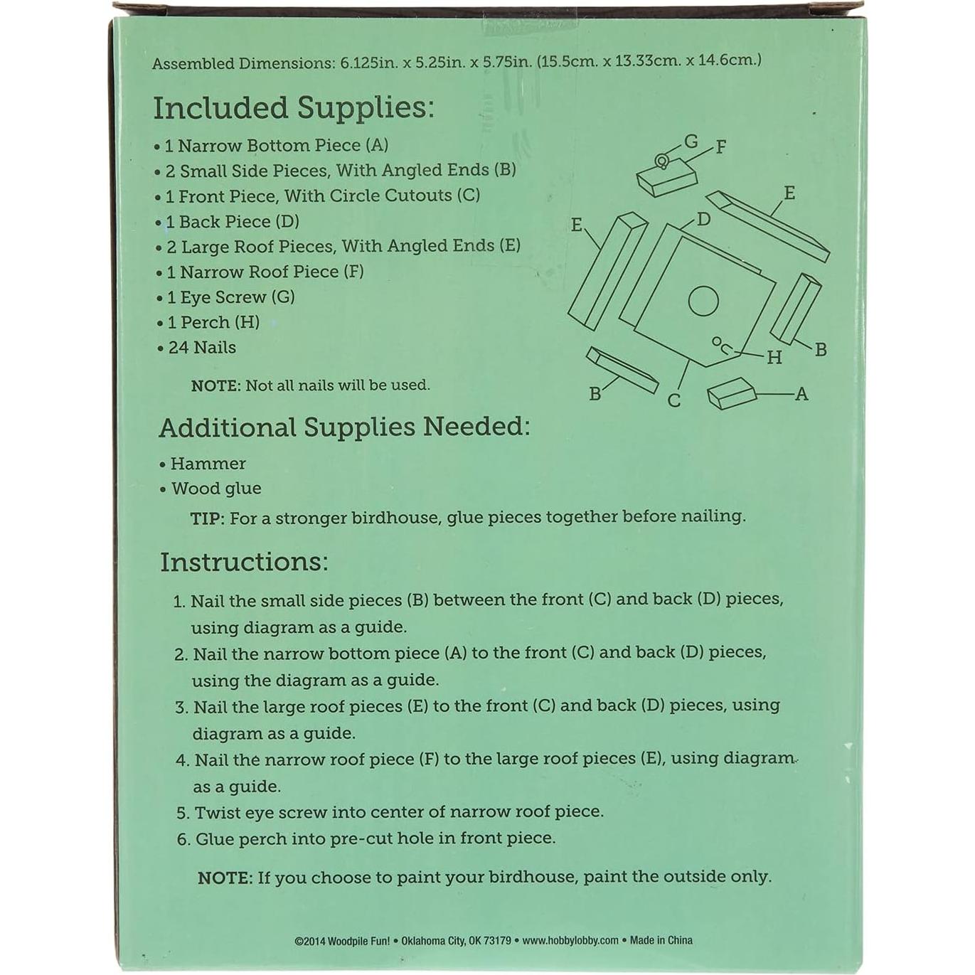 Kit de Manualidades Casa para Aves Hobby Lobby 14.6x13.3 cm