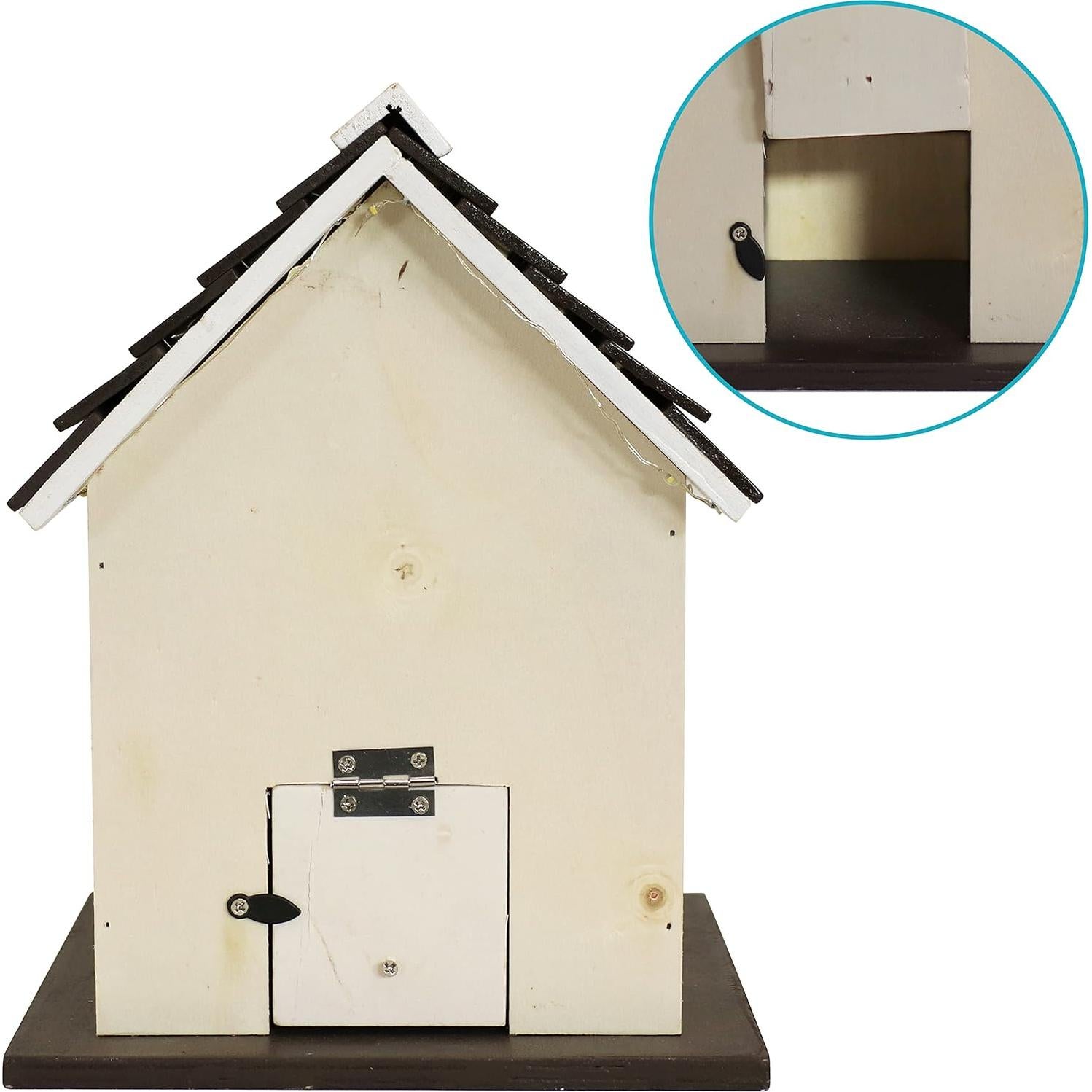 Casa de Aves de Madera Sunnydaze - Colgante con Luz Solar 23.5 cm