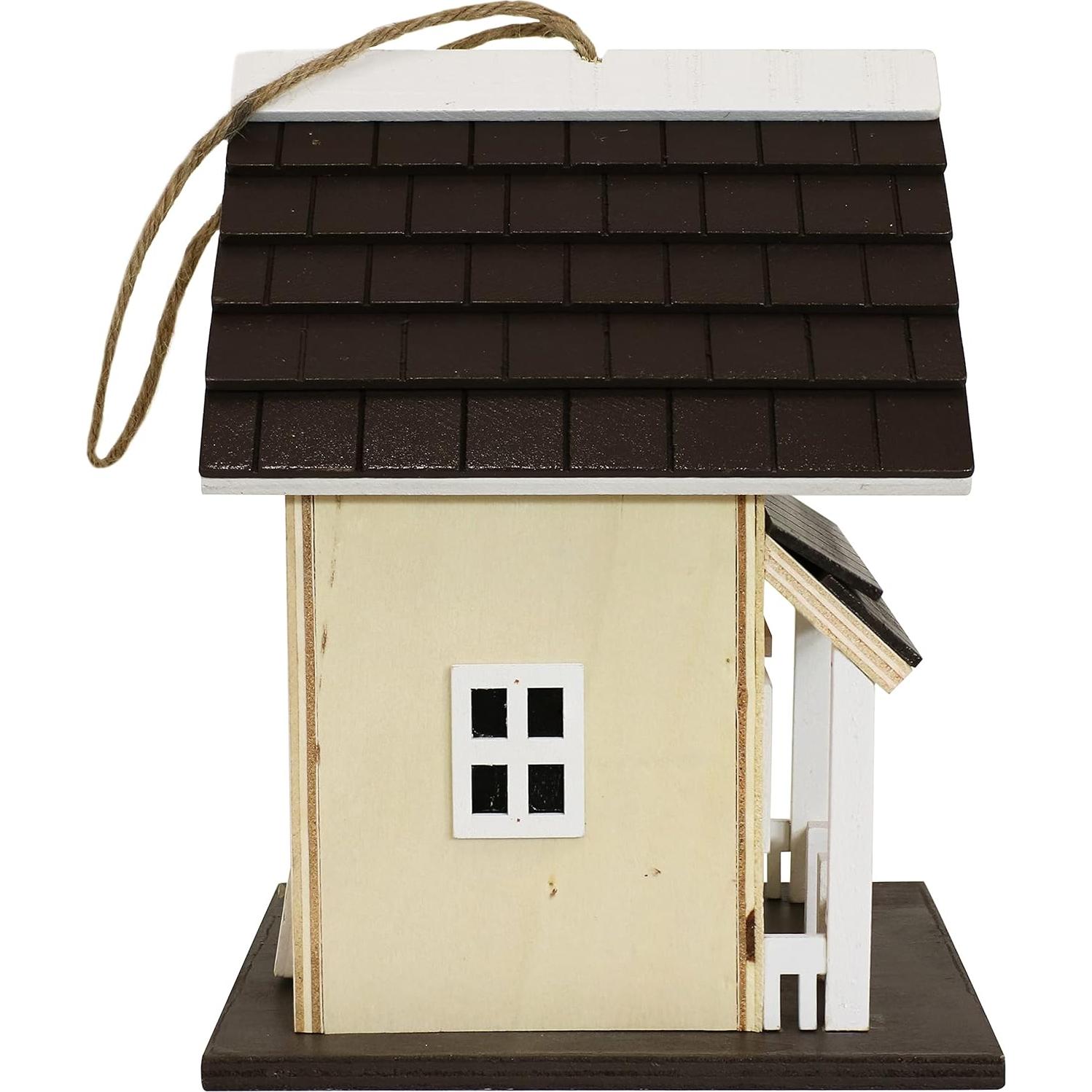 Casa de Aves de Madera Sunnydaze - Colgante con Luz Solar 23.5 cm