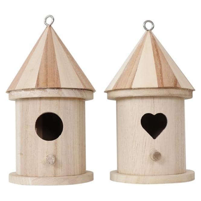 Casa de Aves de Madera EXCEART 2 Pcs para Pintar 16cm