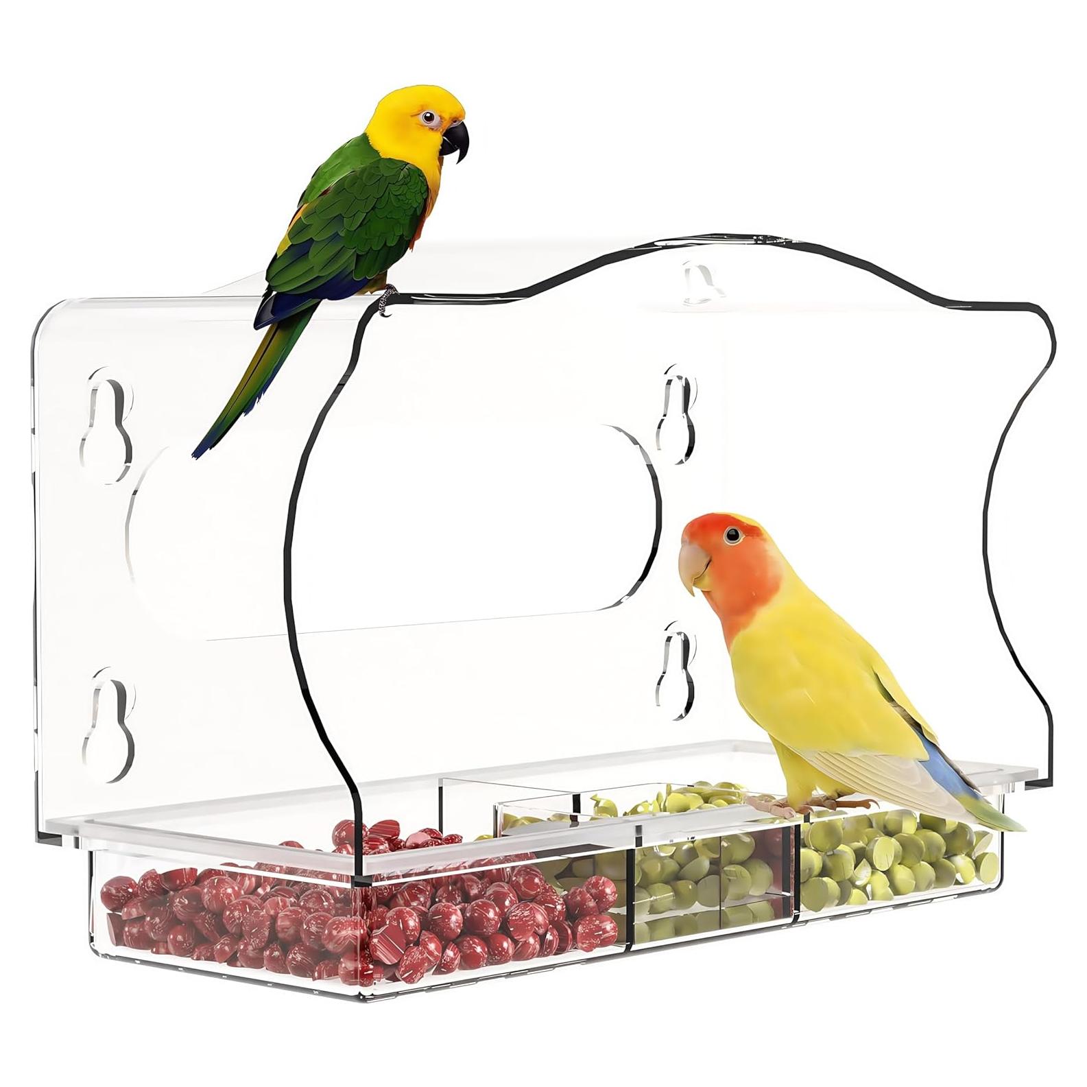 Comedero para Aves de Ventana SEEZENGREEN - Acrílico Transparente, 55 Pulgadas Cúbicas