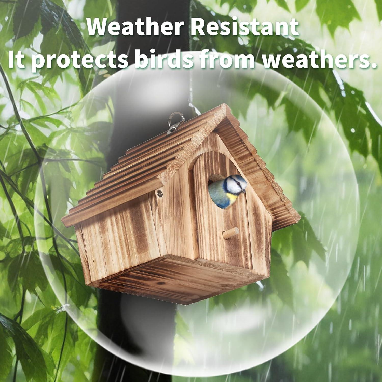Casa para Aves Colgante de Madera CLACKIBUKVYZ 22.6x18.8cm
