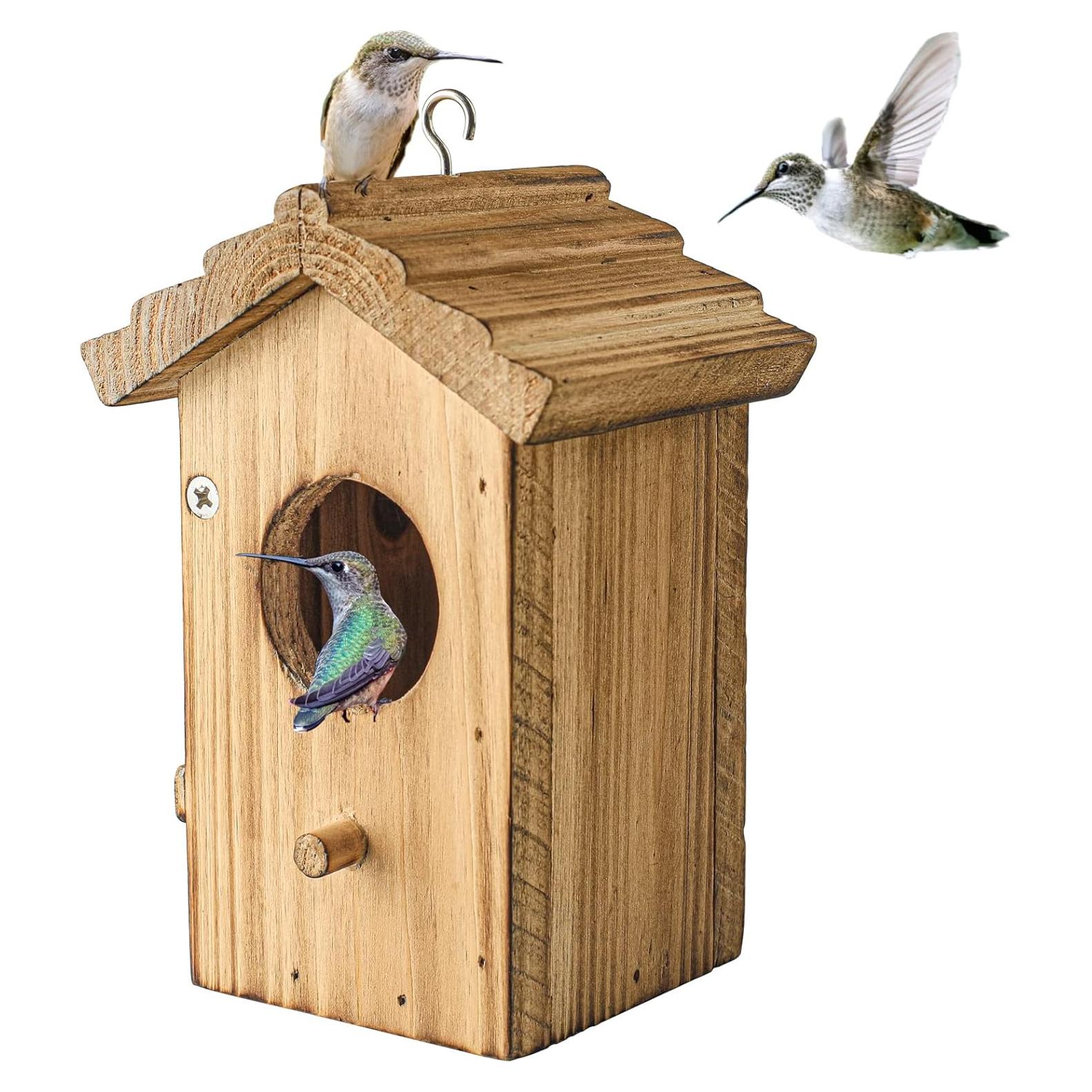 Casa de Aves para Colibríes NATUREYLWL de Madera 8.4x10.4x15 cm