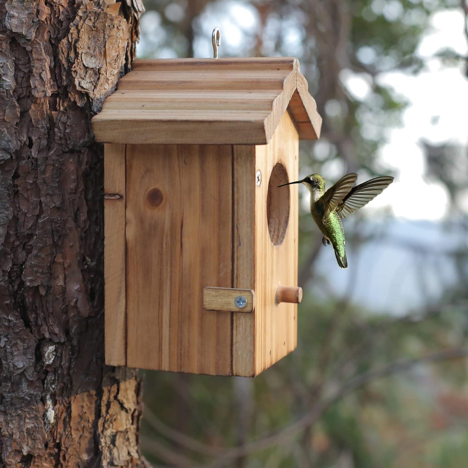 Casa de Aves para Colibríes NATUREYLWL de Madera 8.4x10.4x15 cm
