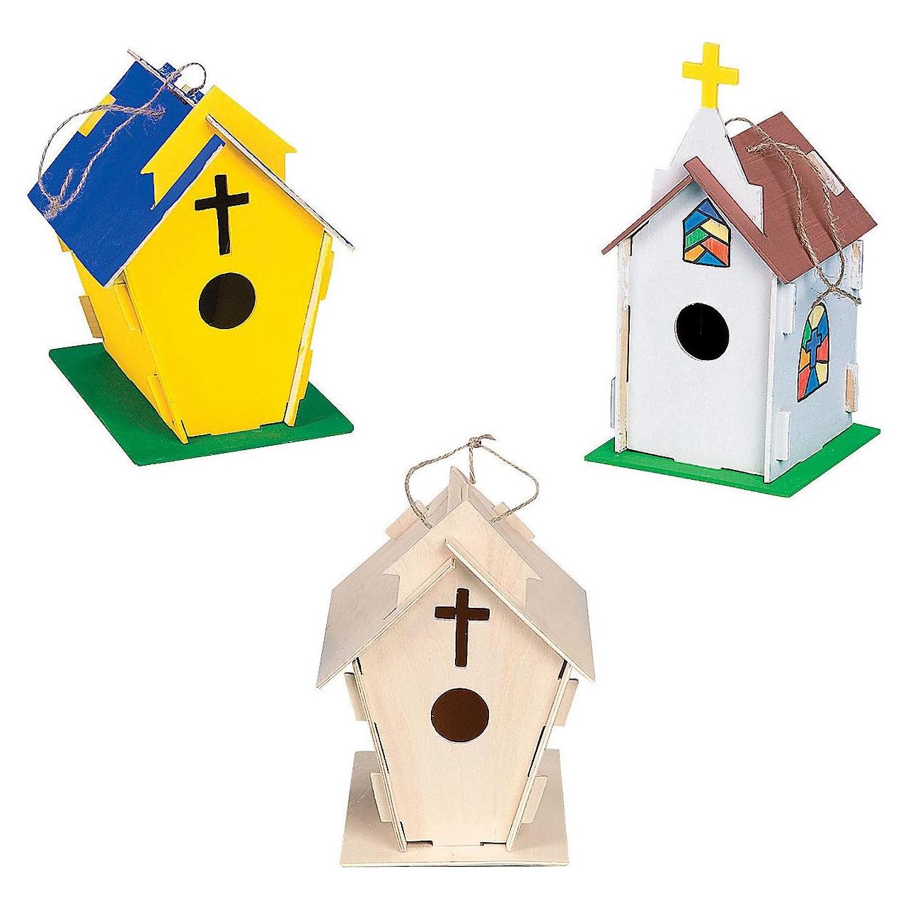 Kit de Manualidades para Niños - Casas para Pájaros DIY Fun Express - 12 Piezas