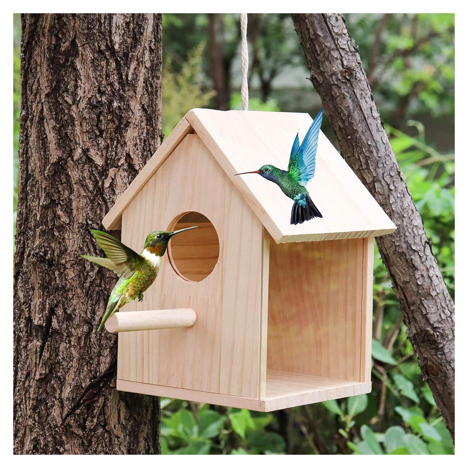 Casa de Aves de Madera Oooct 14.5x14.5x22 cm con Ventana