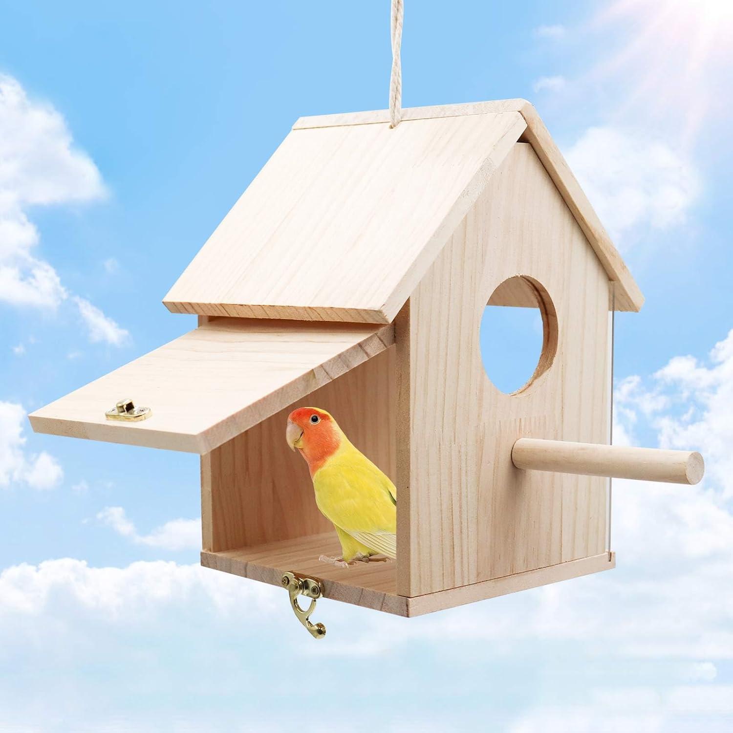 Casa de Aves de Madera Oooct 14.5x14.5x22 cm con Ventana