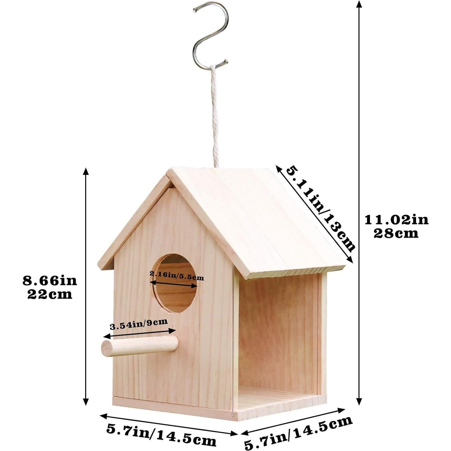 Casa de Aves de Madera Oooct 14.5x14.5x22 cm con Ventana