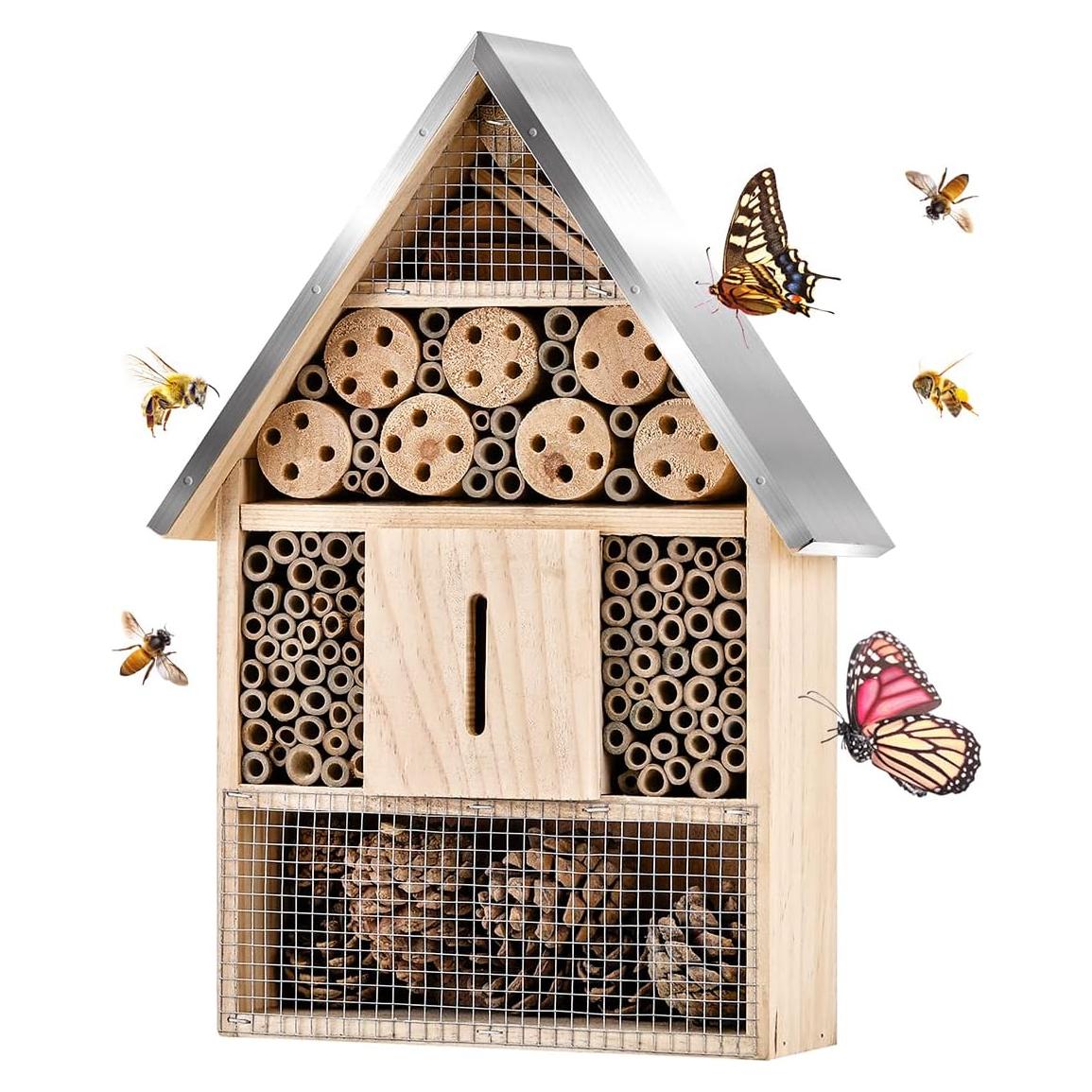 Casa de Insectos de Madera ELIPARK para Abejas y Mariposas