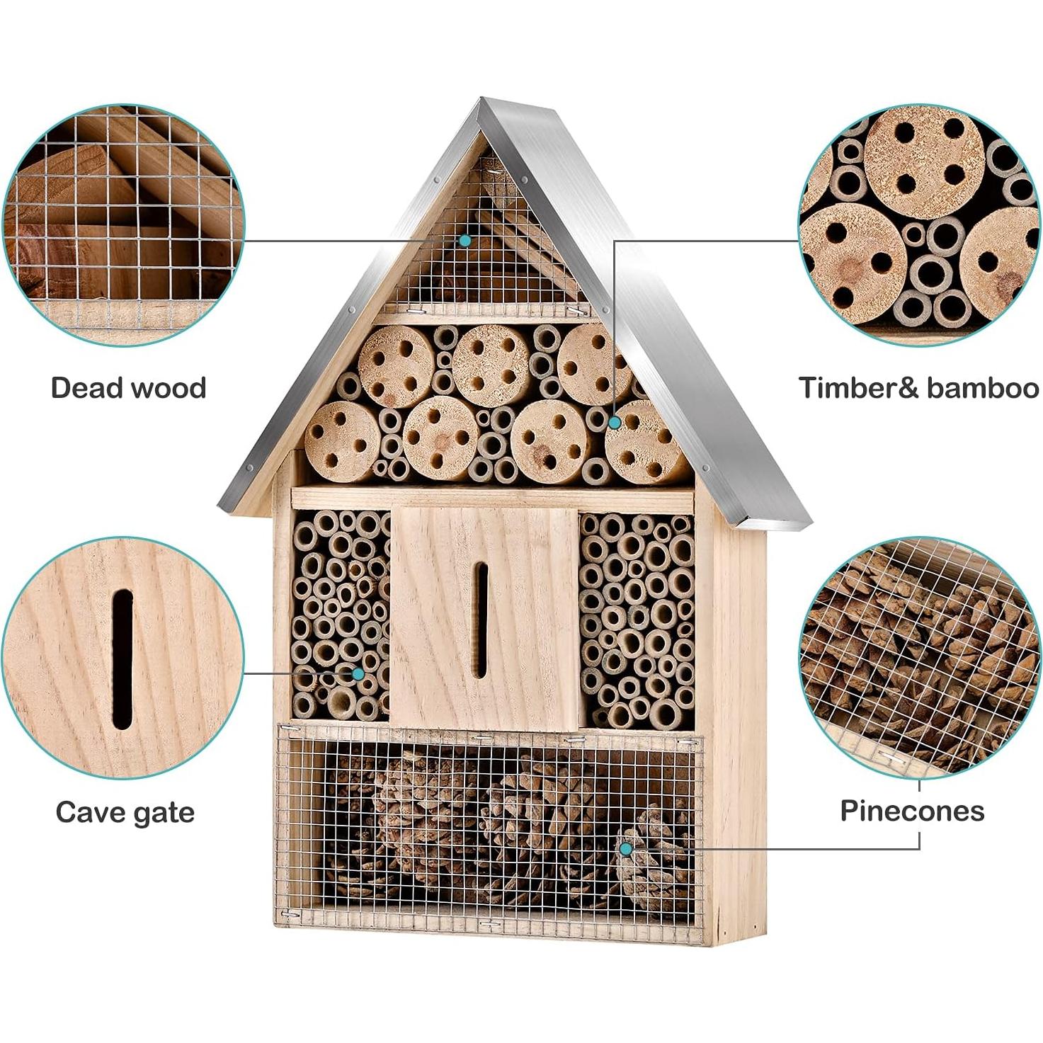 Casa de Insectos de Madera ELIPARK para Abejas y Mariposas