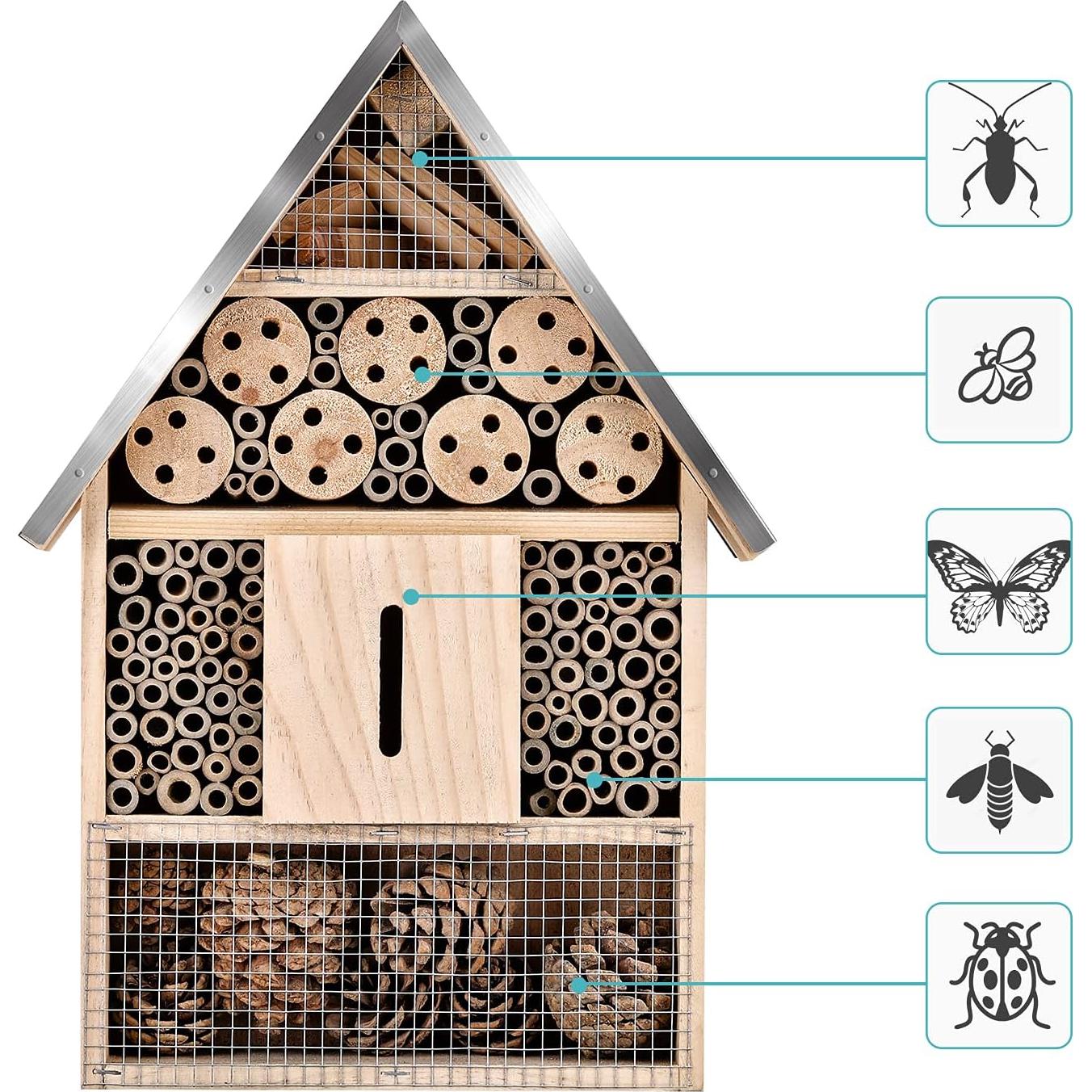 Casa de Insectos de Madera ELIPARK para Abejas y Mariposas