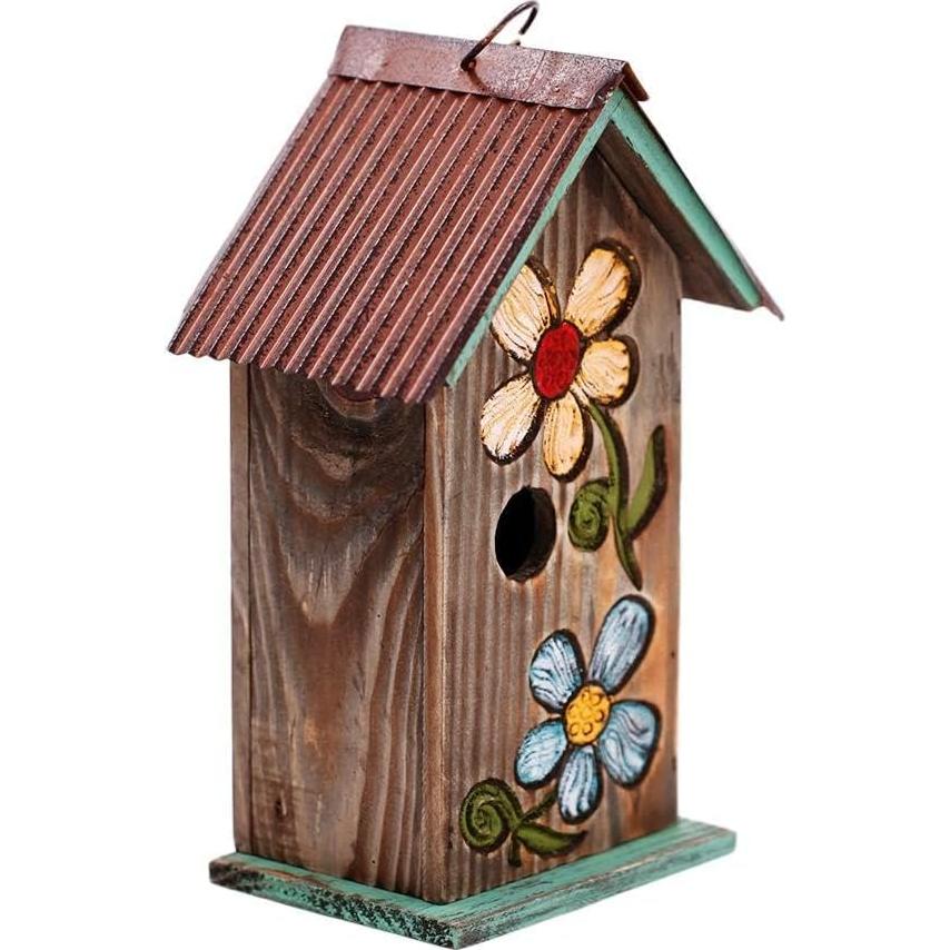 Casa de pájaros Topadorn de madera tallada 28 cm para jardín