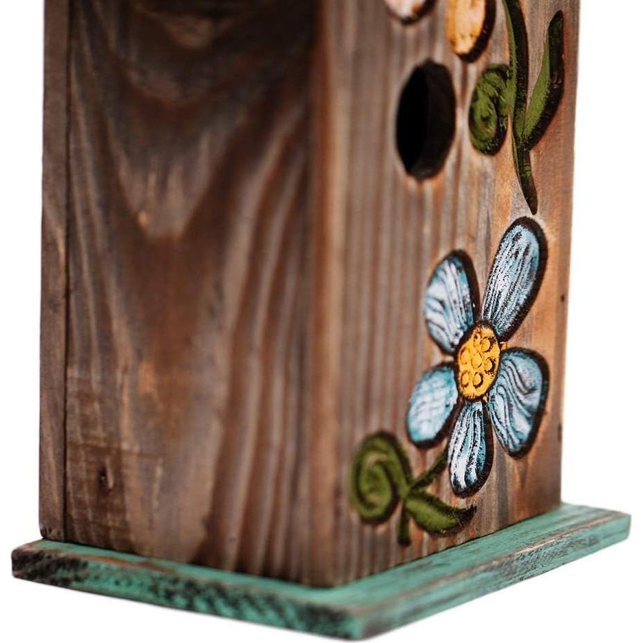 Casa de pájaros Topadorn de madera tallada 28 cm para jardín