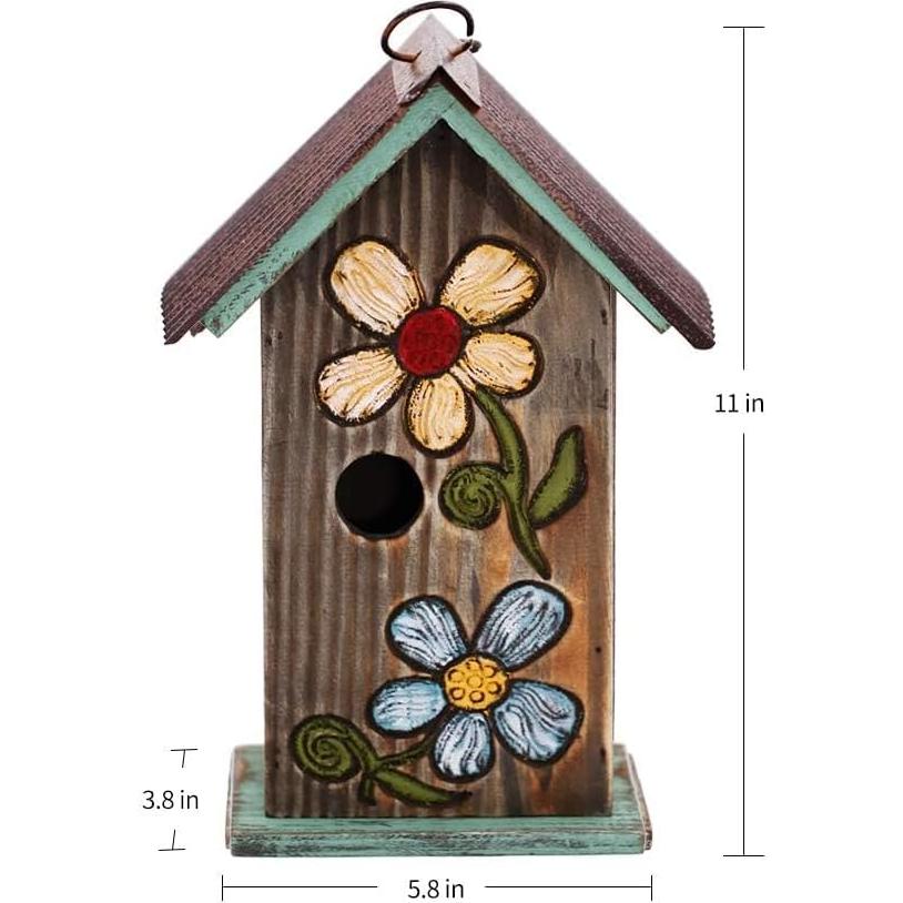 Casa de pájaros Topadorn de madera tallada 28 cm para jardín