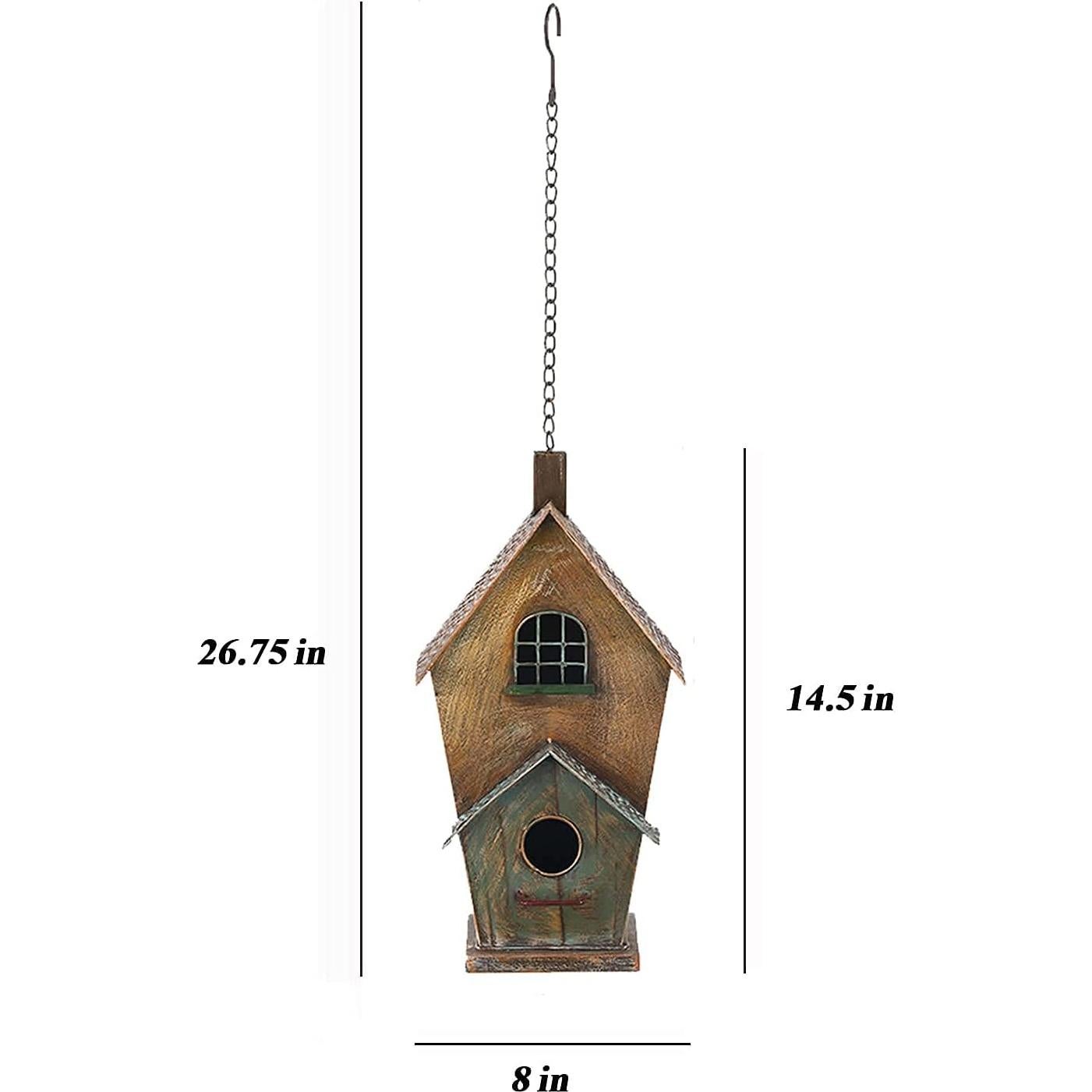 Casa de pájaros colgante de metal Brogan 36.83 cm para exteriores