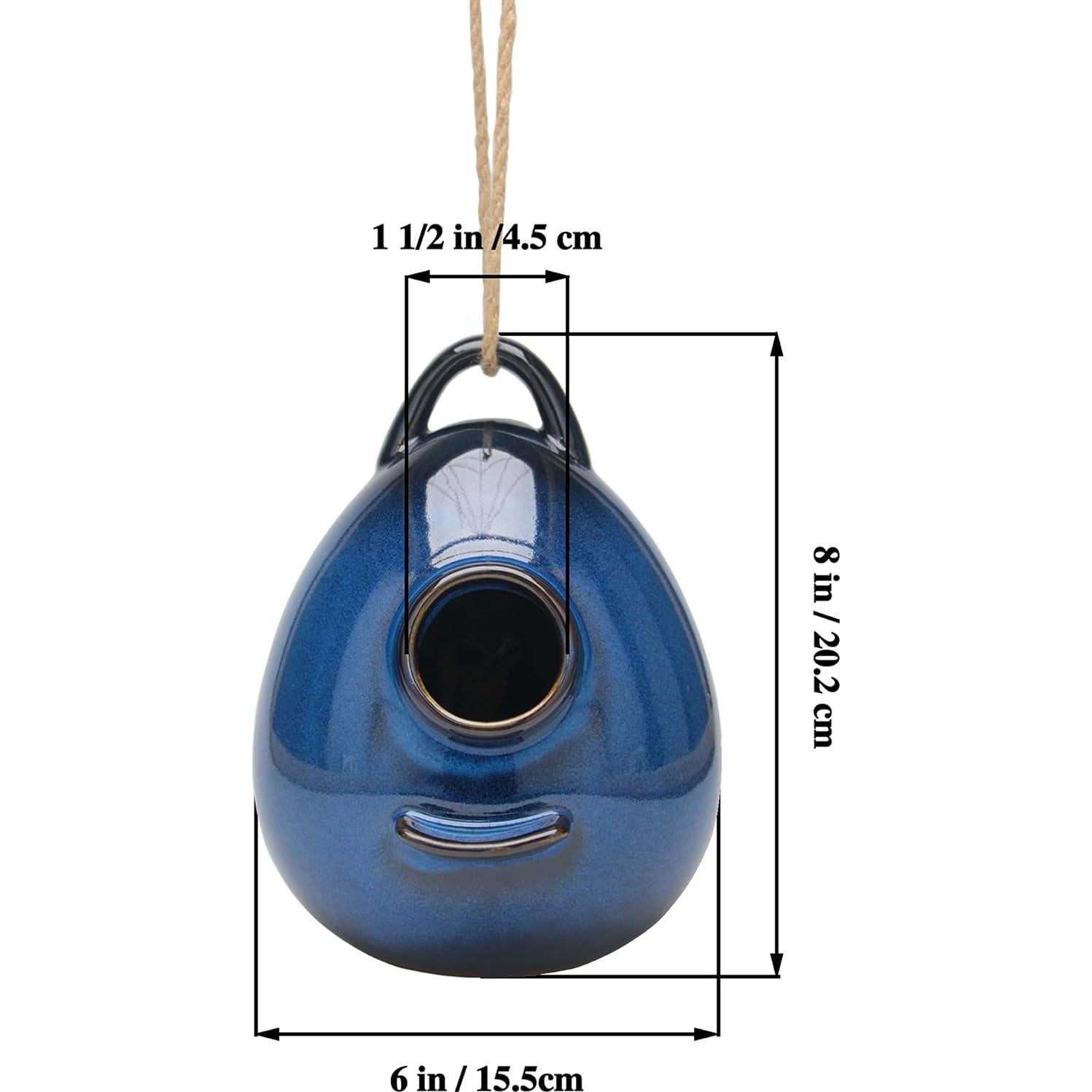 Casa de Aves Colgante Cerámica Kimdio Azul 15x16x20 cm