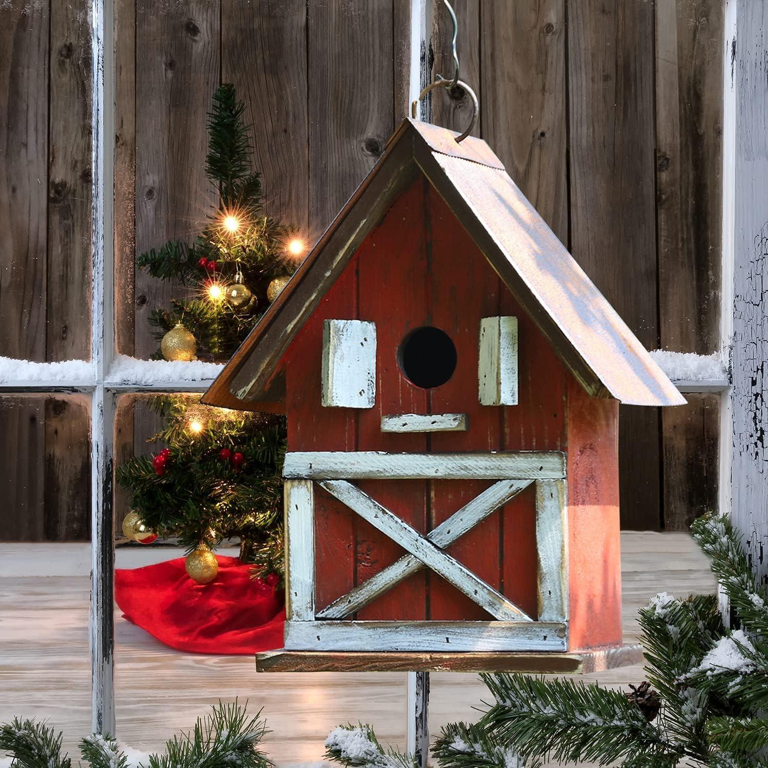 Casa de Pájaros Navideña Topadorn de Madera 26.67 cm